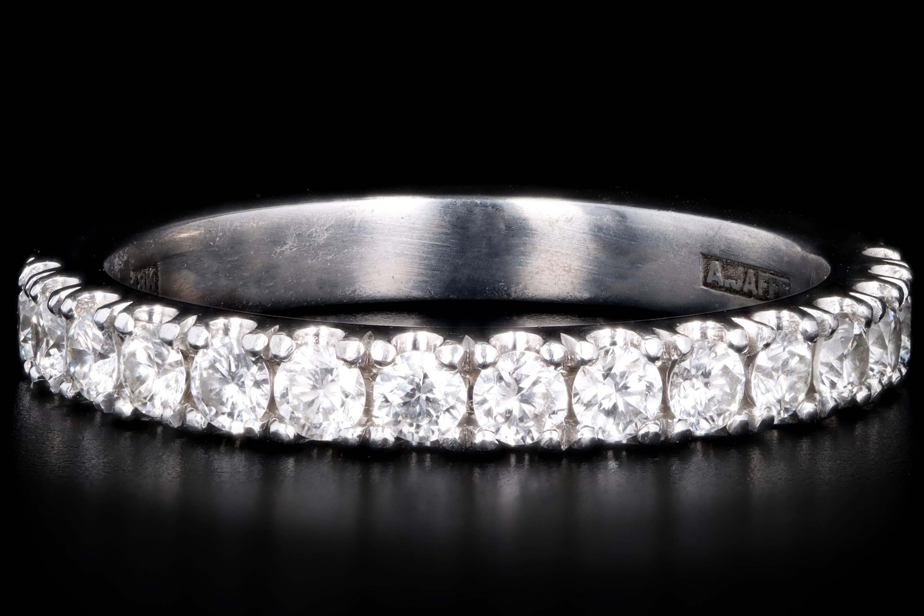 Modern 18K White Gold .50 Carat Round Brilliant Cut Diamond Half Eternity Band - Queen May