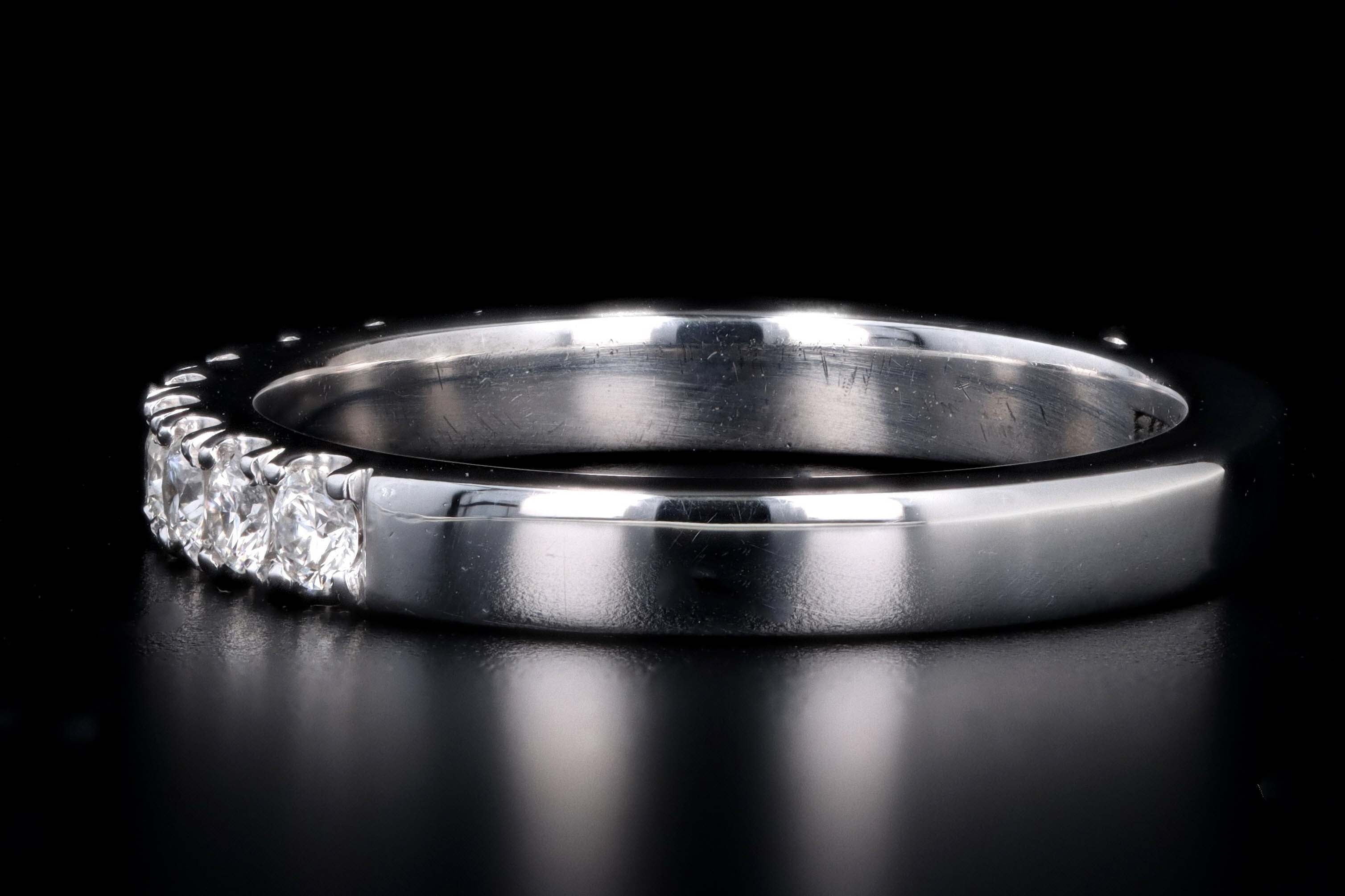 Modern 18K White Gold .50 Carat Round Brilliant Cut Diamond Half Eternity Band - Queen May
