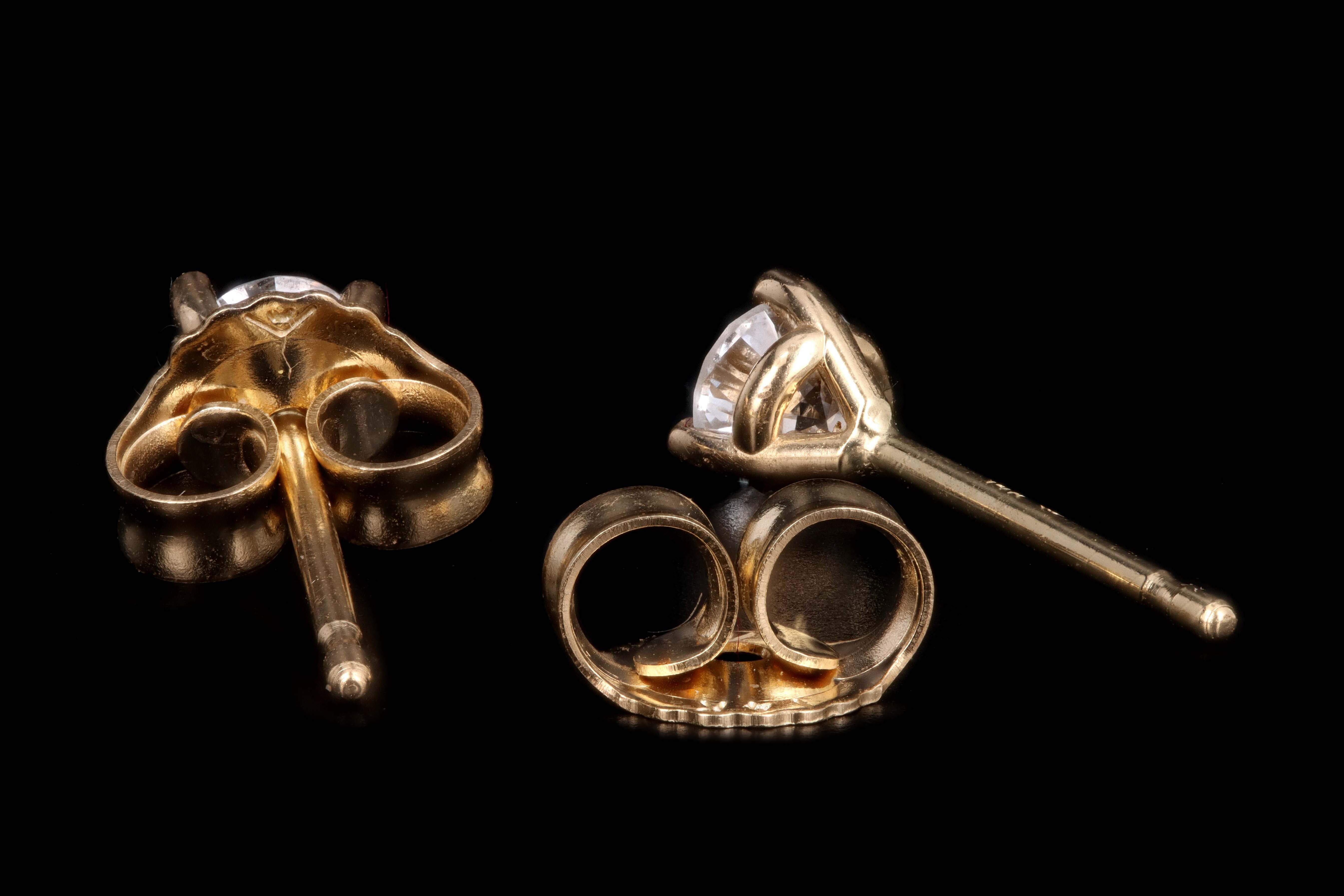 New 14K Yellow Gold .19 Carat Round Brilliant Cut Diamond Martini Stud Earrings - Queen May