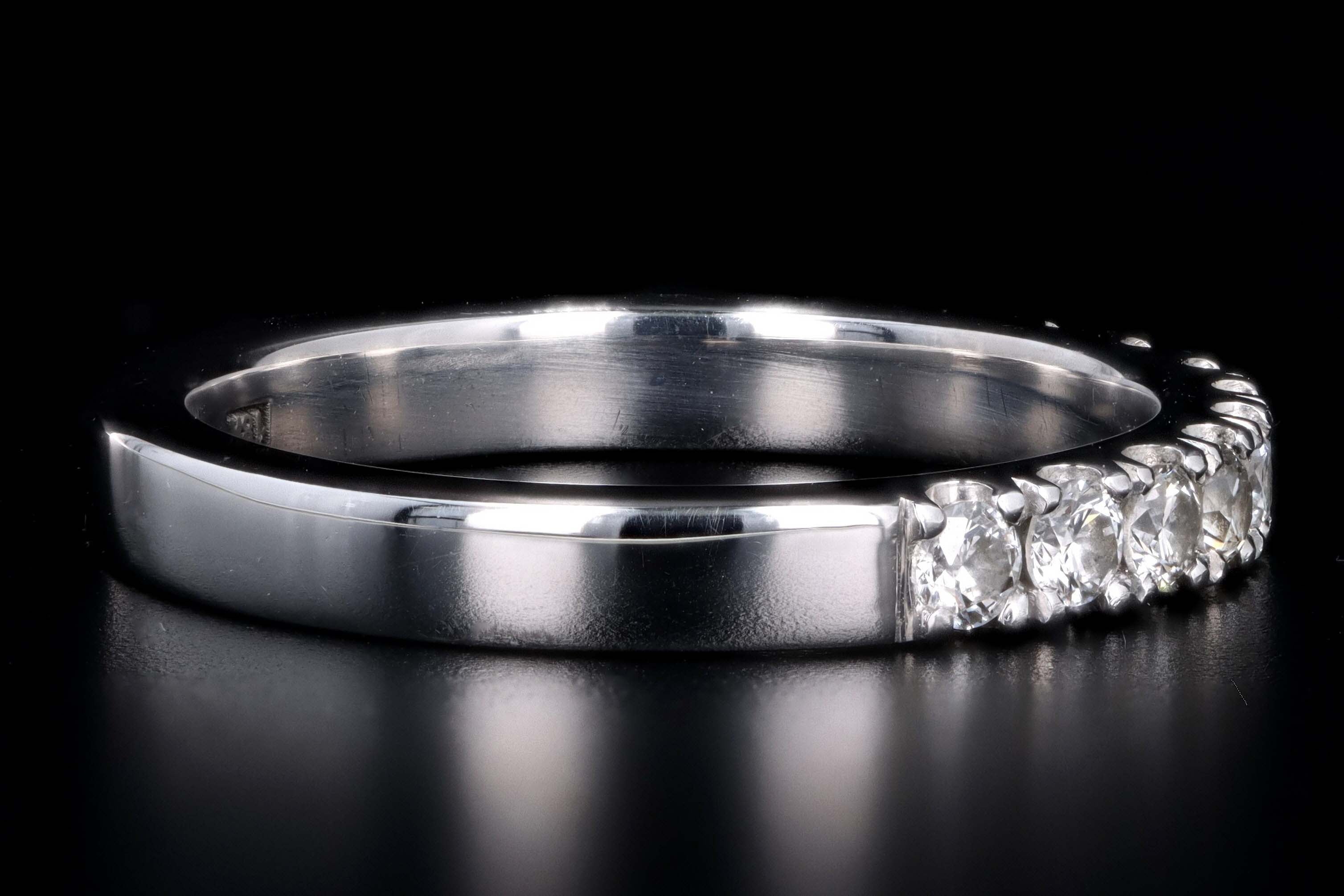 Modern 18K White Gold .50 Carat Round Brilliant Cut Diamond Half Eternity Band - Queen May