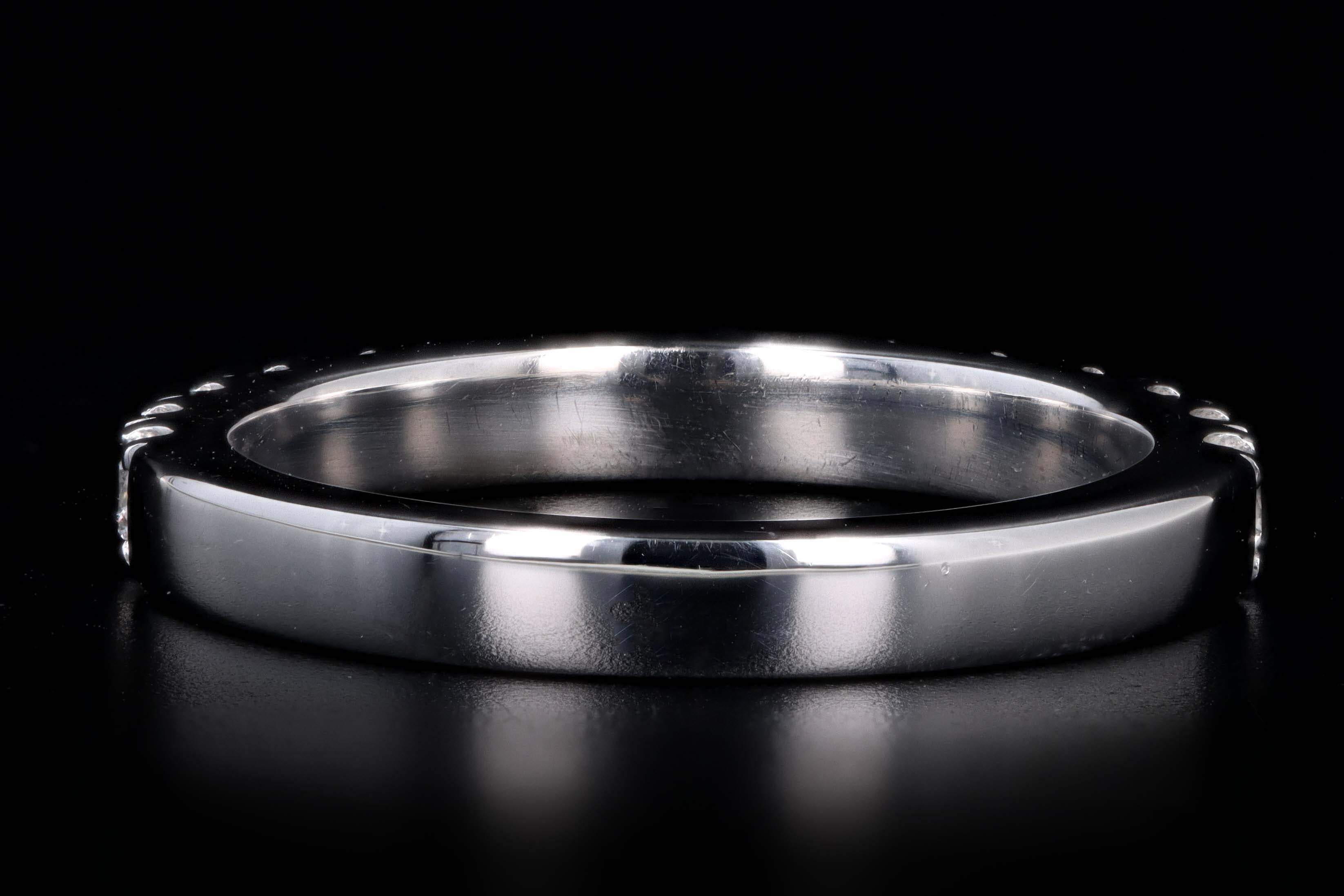 Modern 18K White Gold .50 Carat Round Brilliant Cut Diamond Half Eternity Band - Queen May
