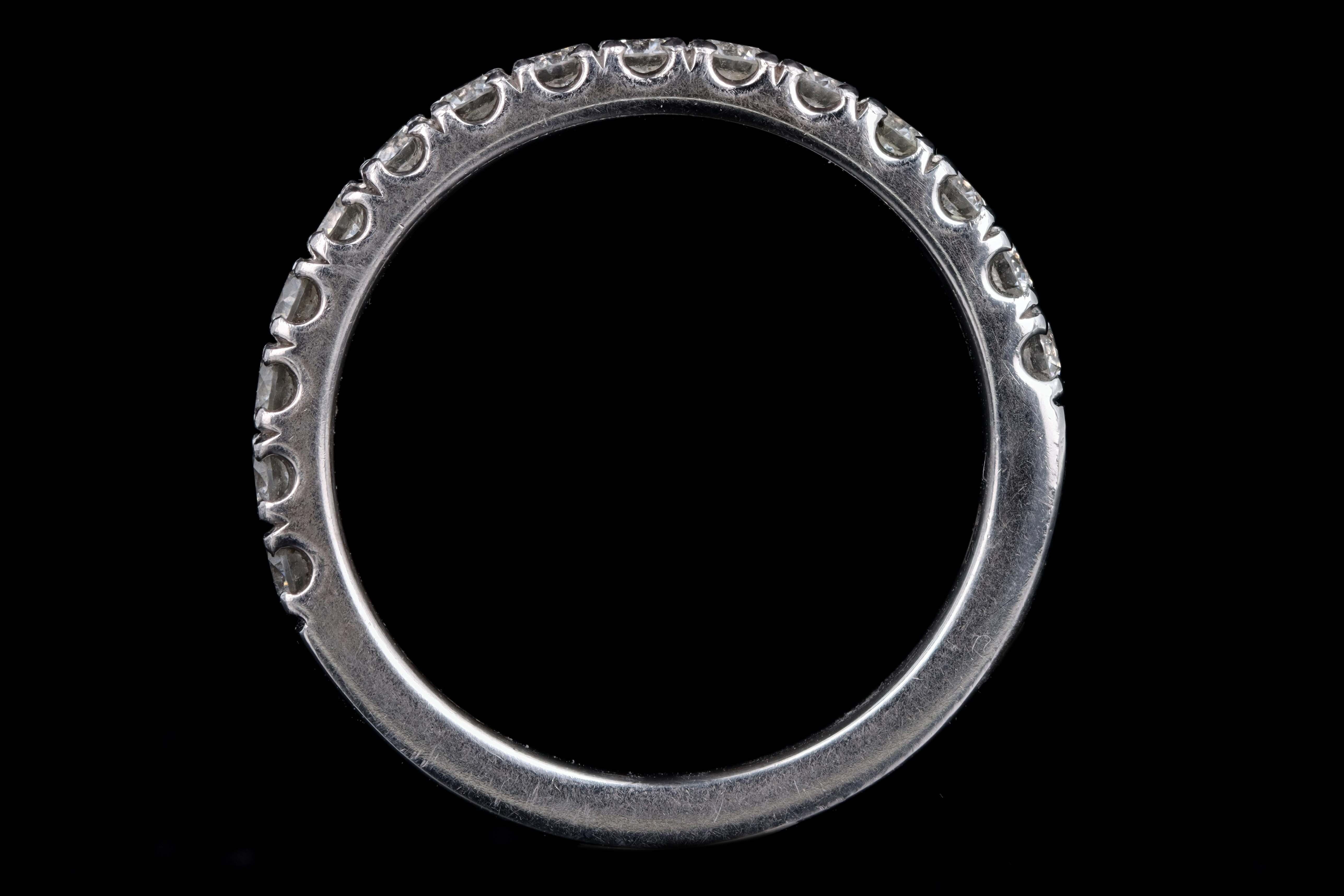 Modern 18K White Gold .50 Carat Round Brilliant Cut Diamond Half Eternity Band - Queen May