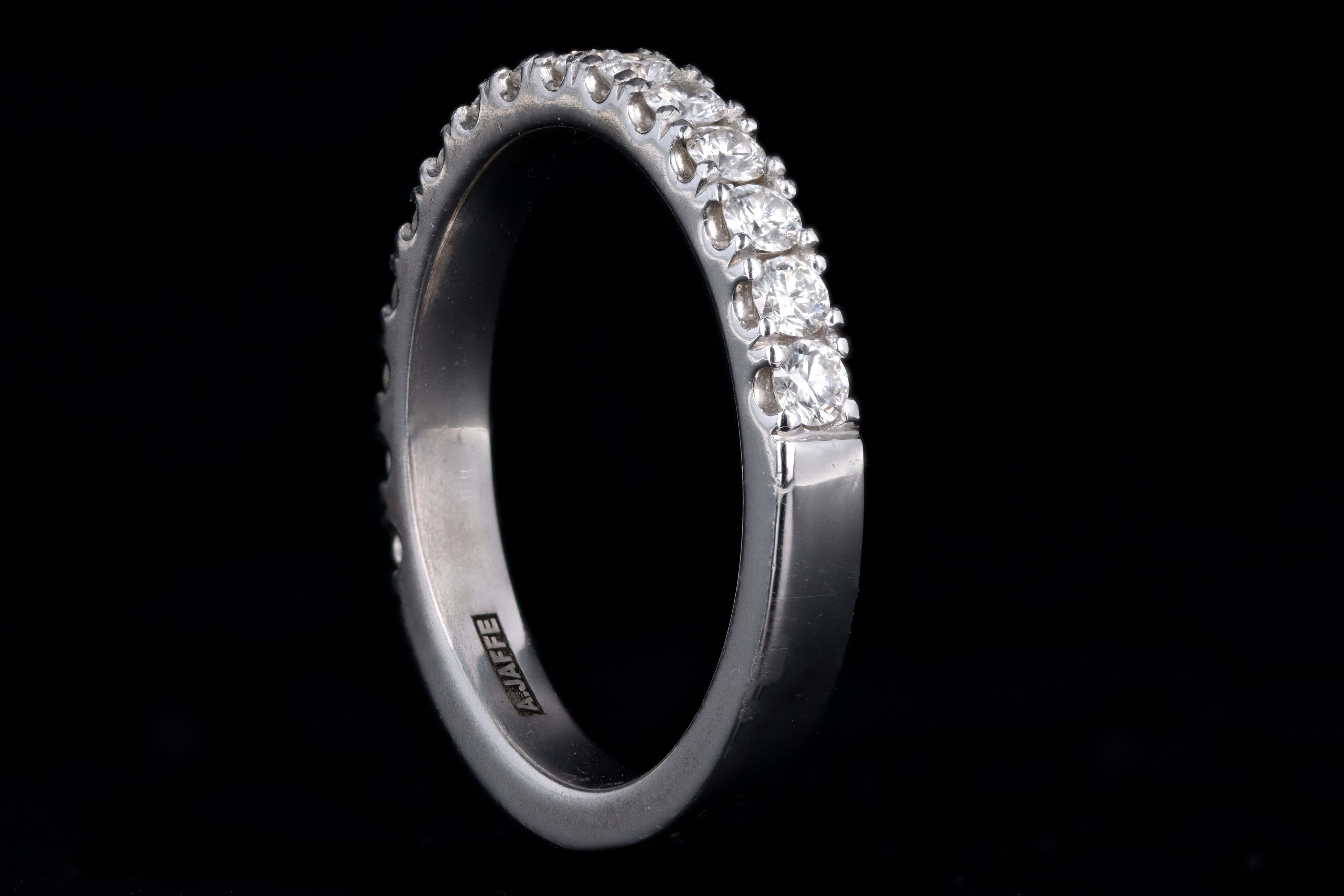 Modern 18K White Gold .50 Carat Round Brilliant Cut Diamond Half Eternity Band - Queen May