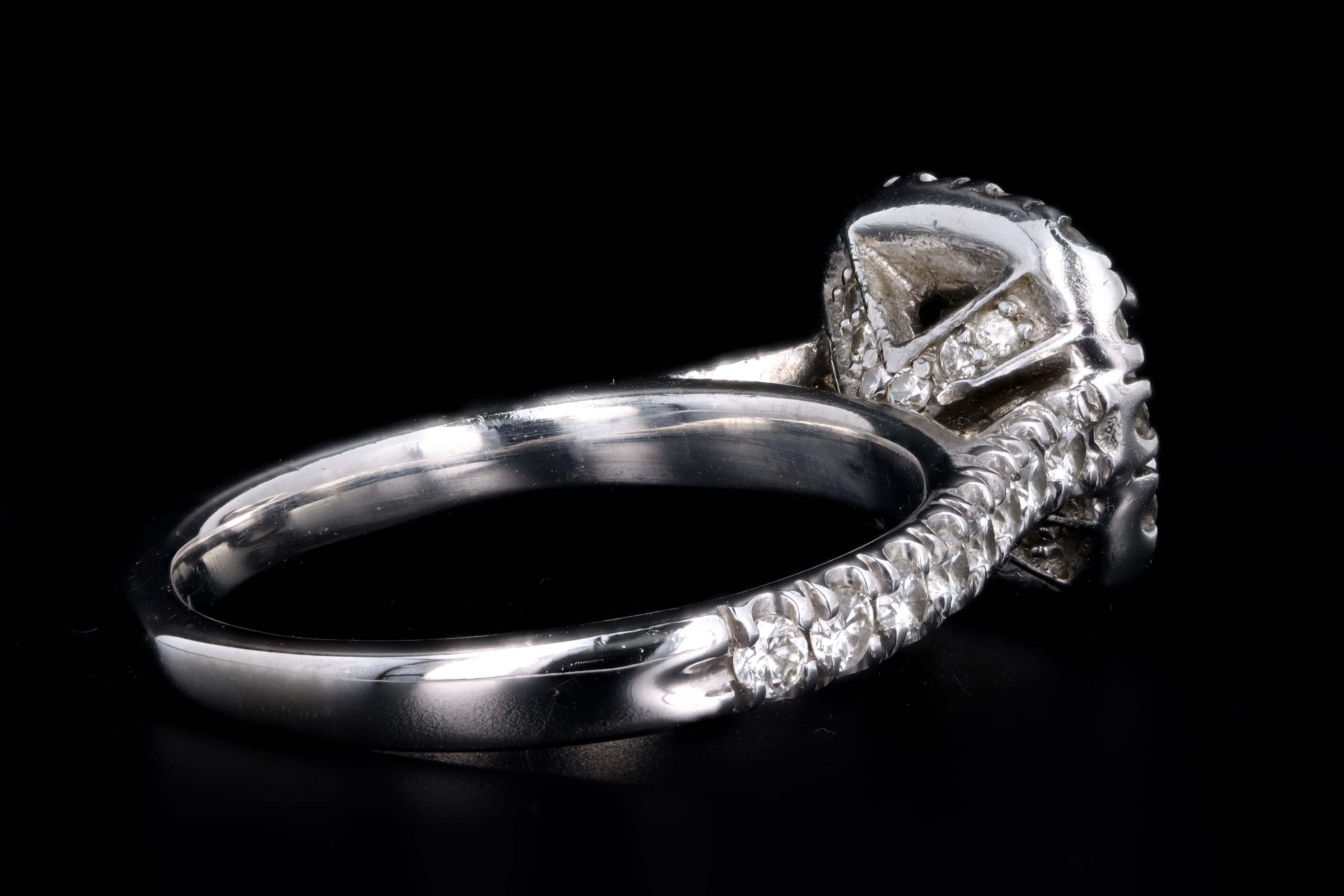 Modern 14K White Gold .85 Carat Round Brilliant Diamond Halo Engagement Ring GIA Certified - Queen May