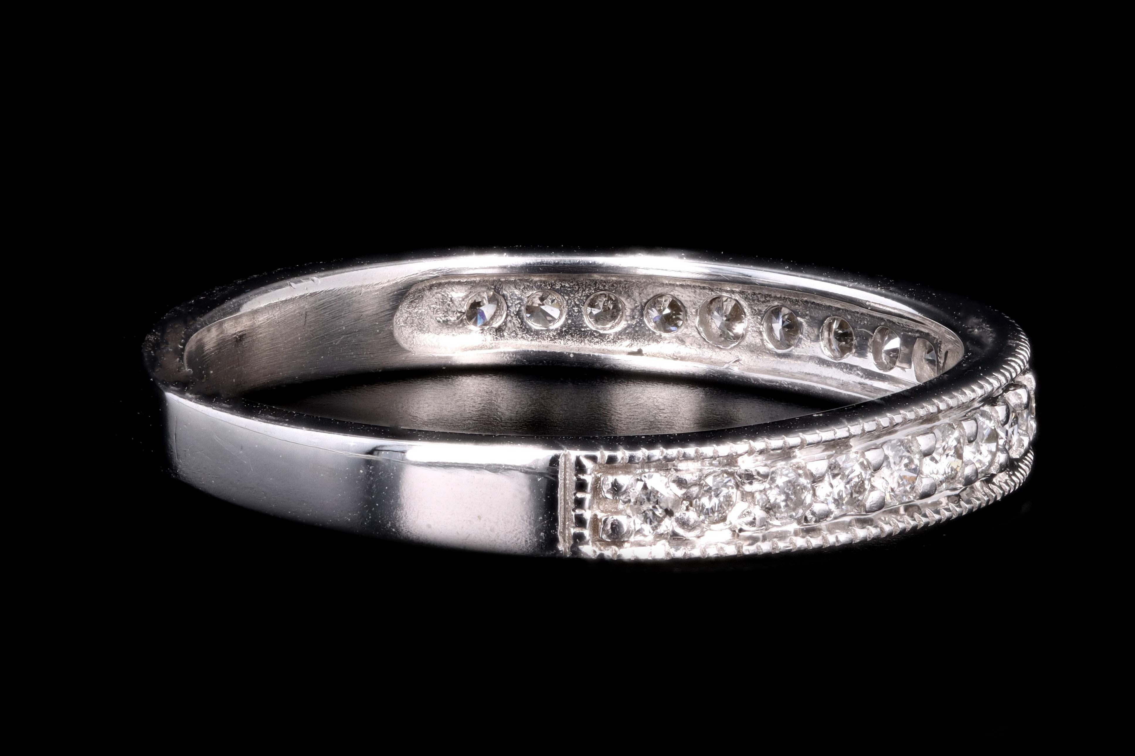 Modern 14K White Gold .25 Carat Round Brilliant Cut Diamond Half Eternity Band - Queen May