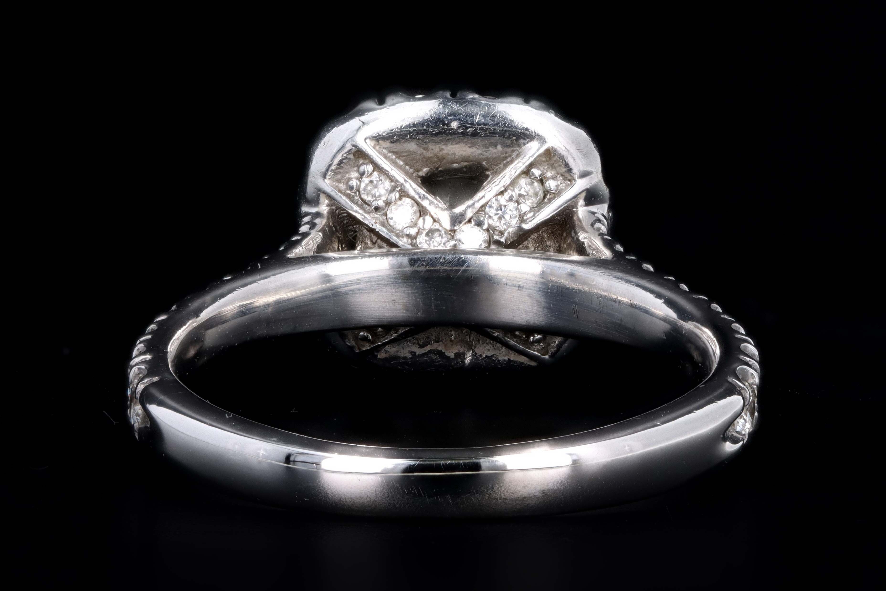 Modern 14K White Gold .85 Carat Round Brilliant Diamond Halo Engagement Ring GIA Certified - Queen May