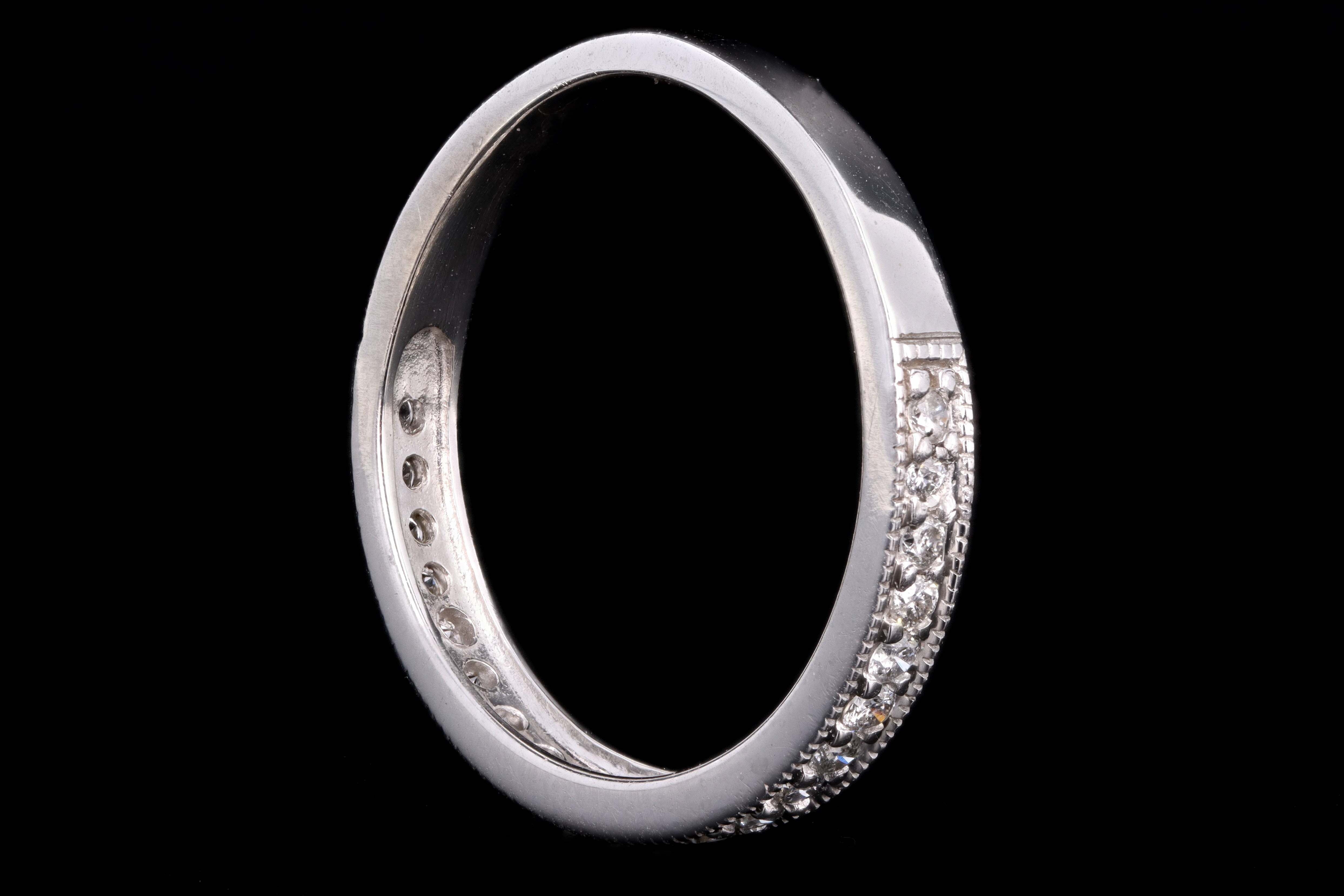 Modern 14K White Gold .25 Carat Round Brilliant Cut Diamond Half Eternity Band - Queen May