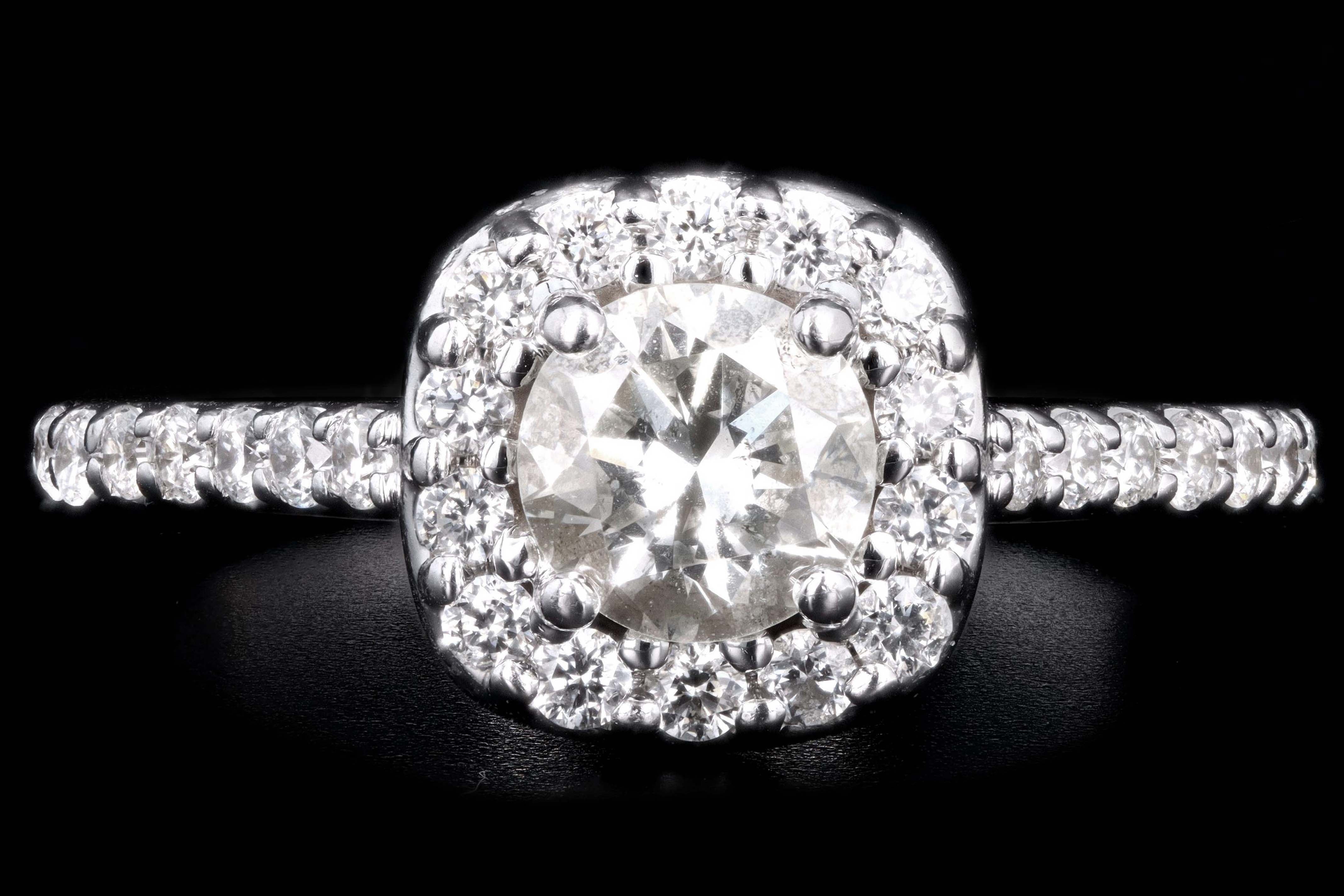 Modern 14K White Gold .62 Carat Round Brilliant Cut Diamond Engagement Ring - Queen May
