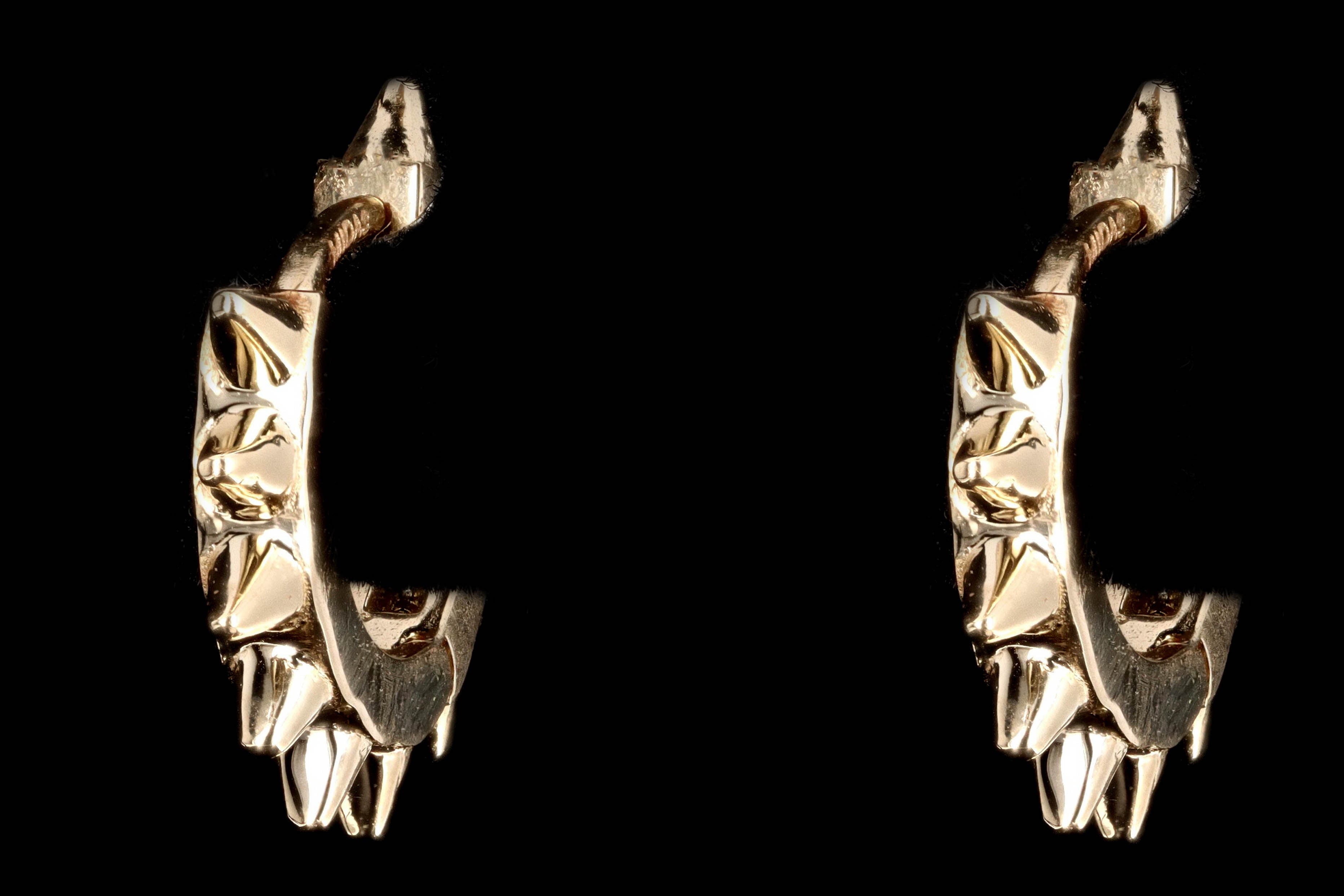 New 14K Yellow Gold Small Spike Hoop Earrings - Queen May