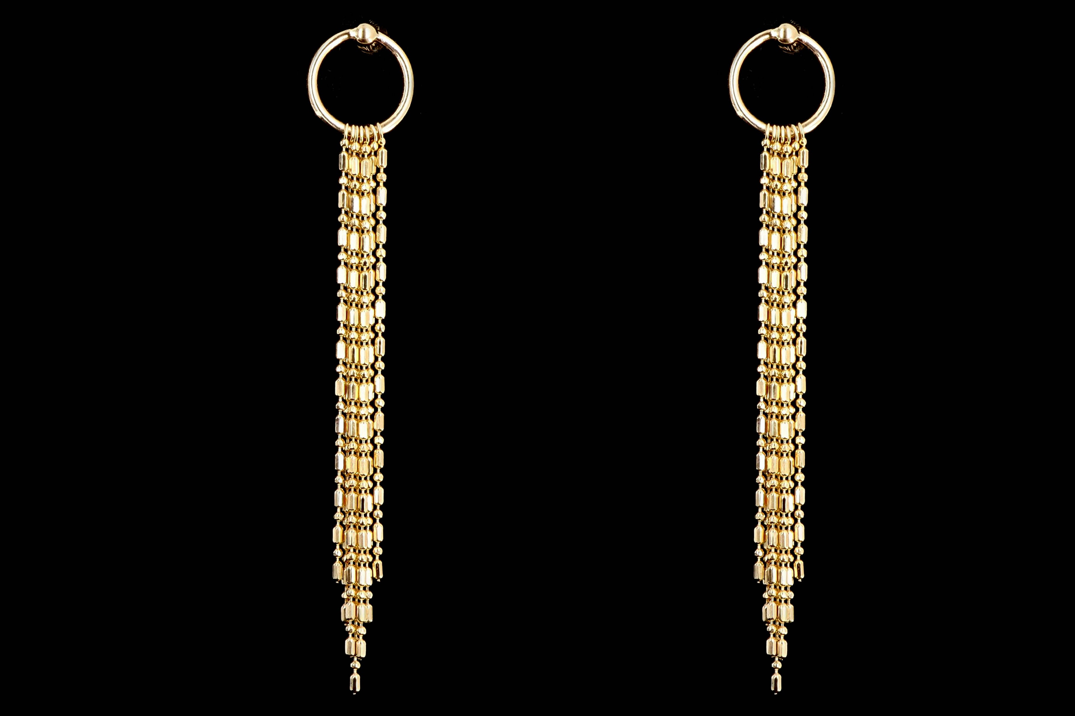 New 14K Yellow Gold Fringe Drop Earrings - Queen May