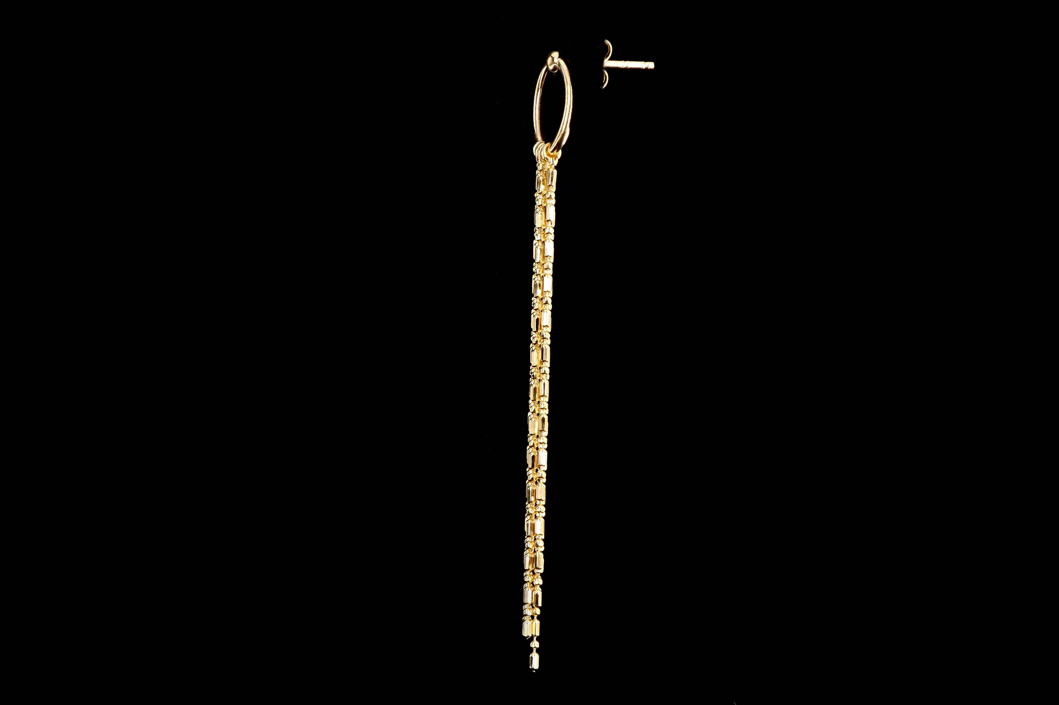 New 14K Yellow Gold Fringe Drop Earrings - Queen May