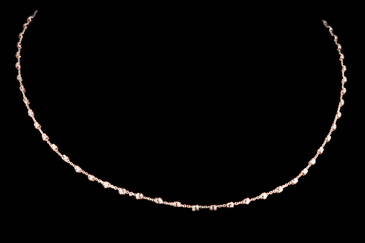 14K White, Yellow or Rose Gold Diamond Cut Beaded Necklace - Queen May