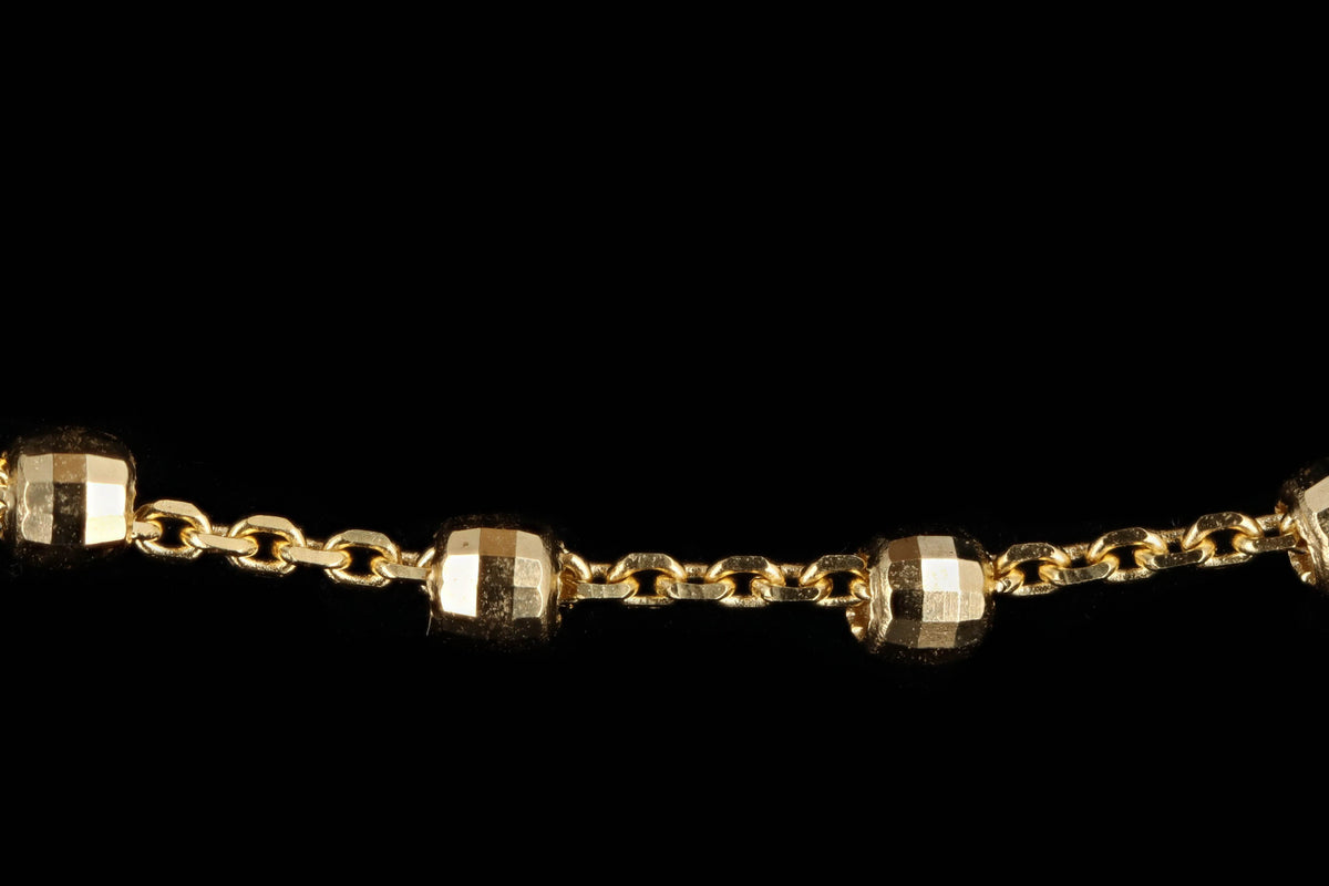 14K White, Yellow or Rose Gold Diamond Cut Beaded Necklace - Queen May