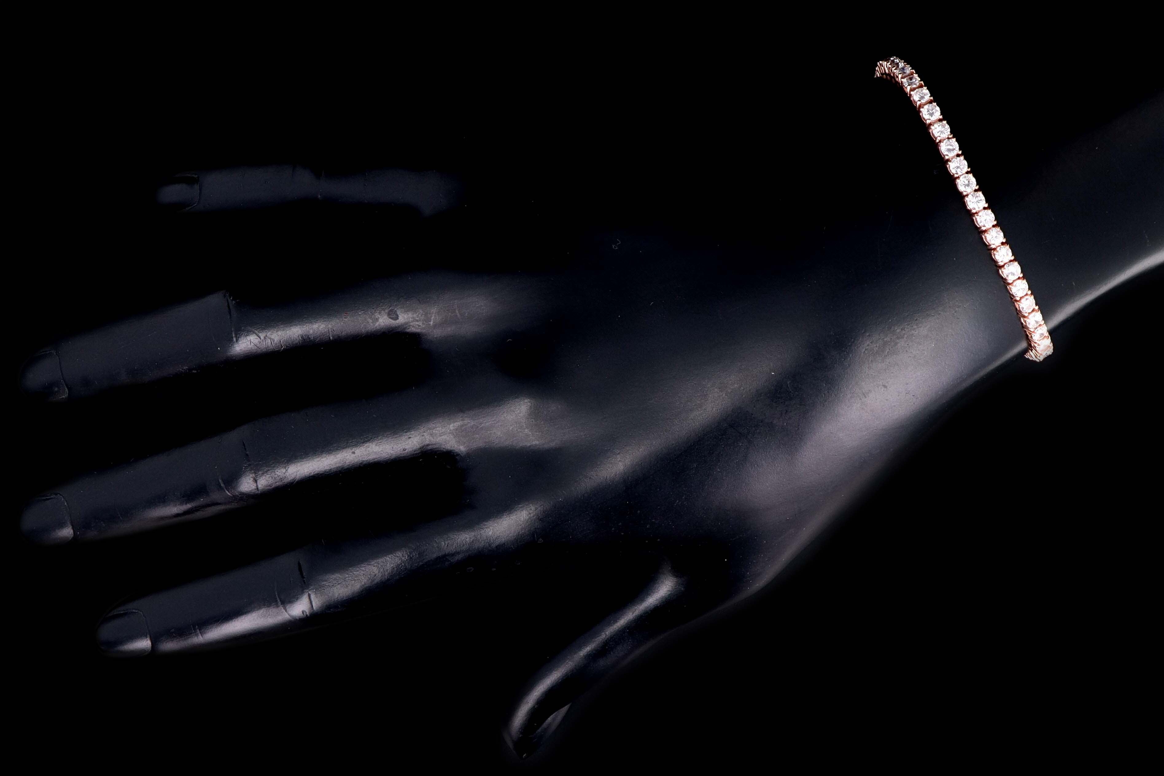 New 14K Rose Gold 4.57 Carat Round Brilliant Cut Diamond Tennis Bracelet - Queen May