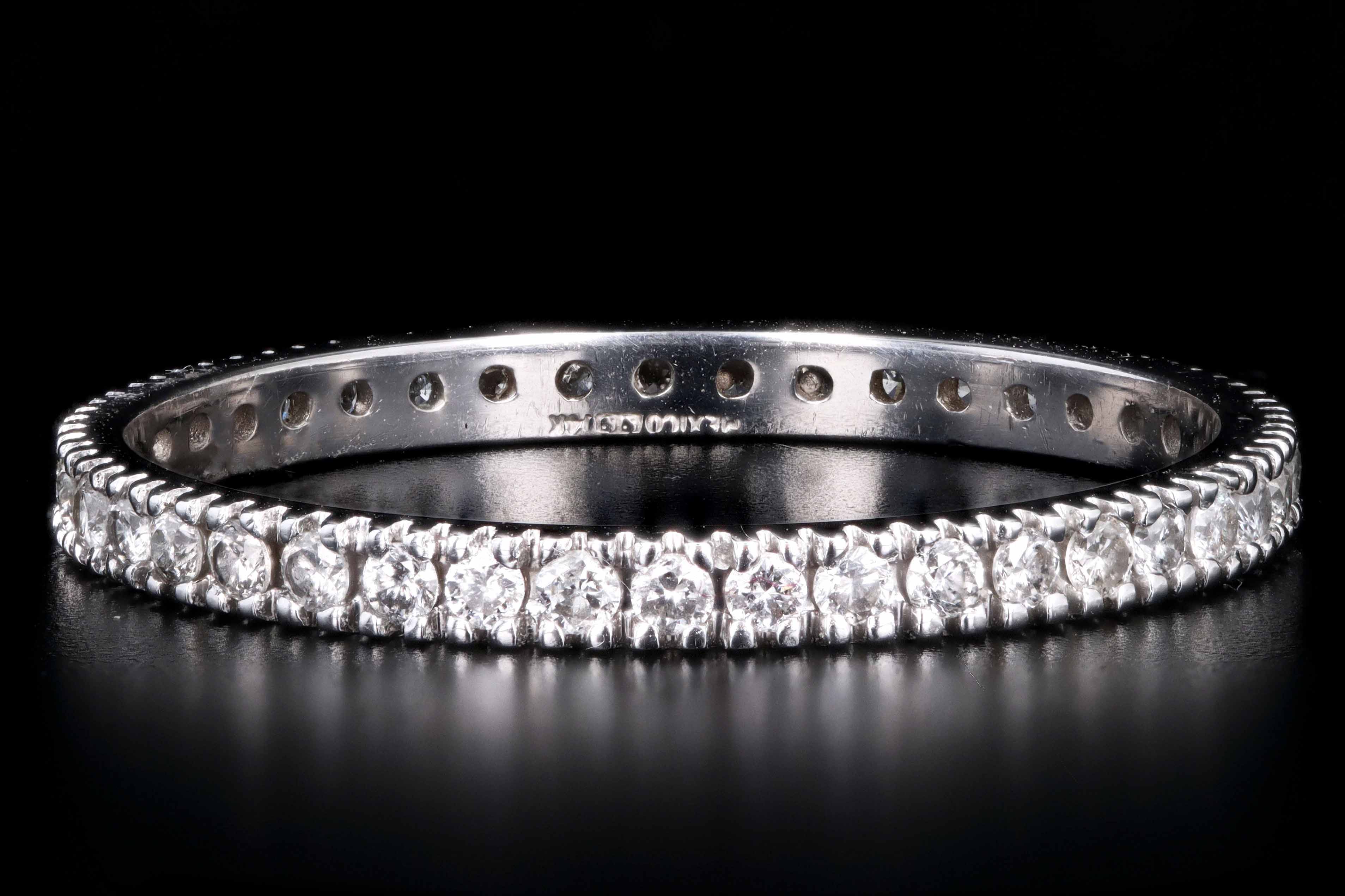 Modern 14K White Gold .35 CTW Round Brilliant Cut Diamond Eternity Band - Queen May