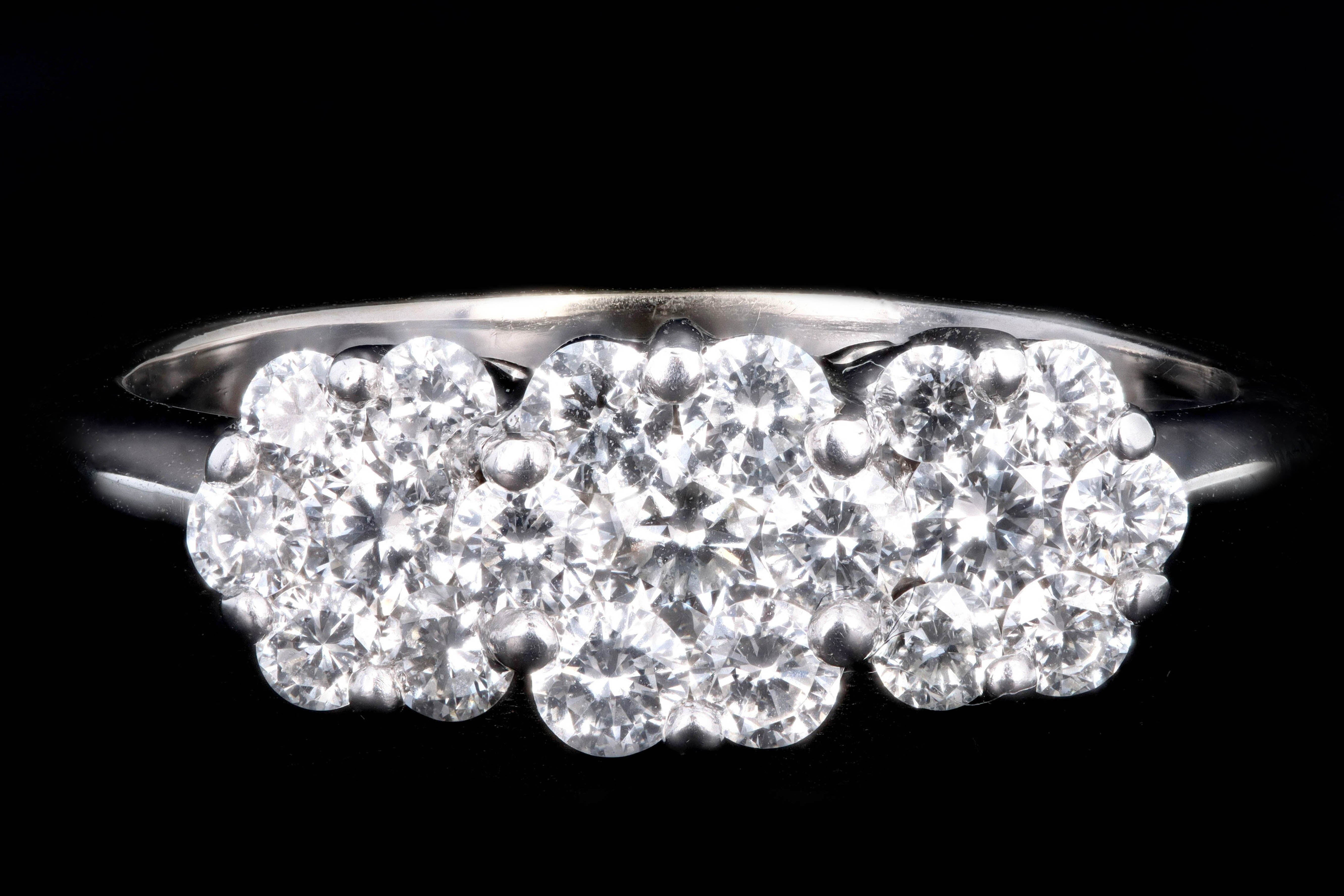 Modern 14K White Gold .75 Carat Round Brilliant Diamond Flower Ring - Queen May