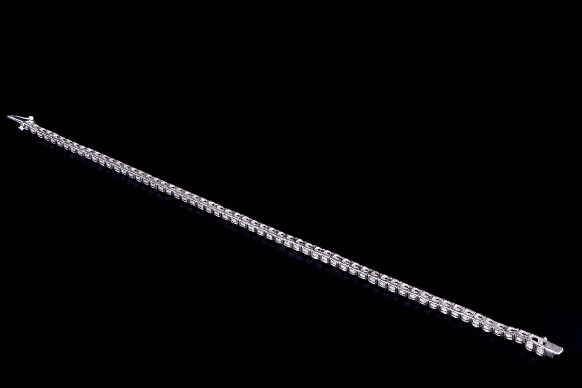 14K White Gold 4.94 Carat Round Brilliant Cut Diamond Tennis Bracelet - Queen May