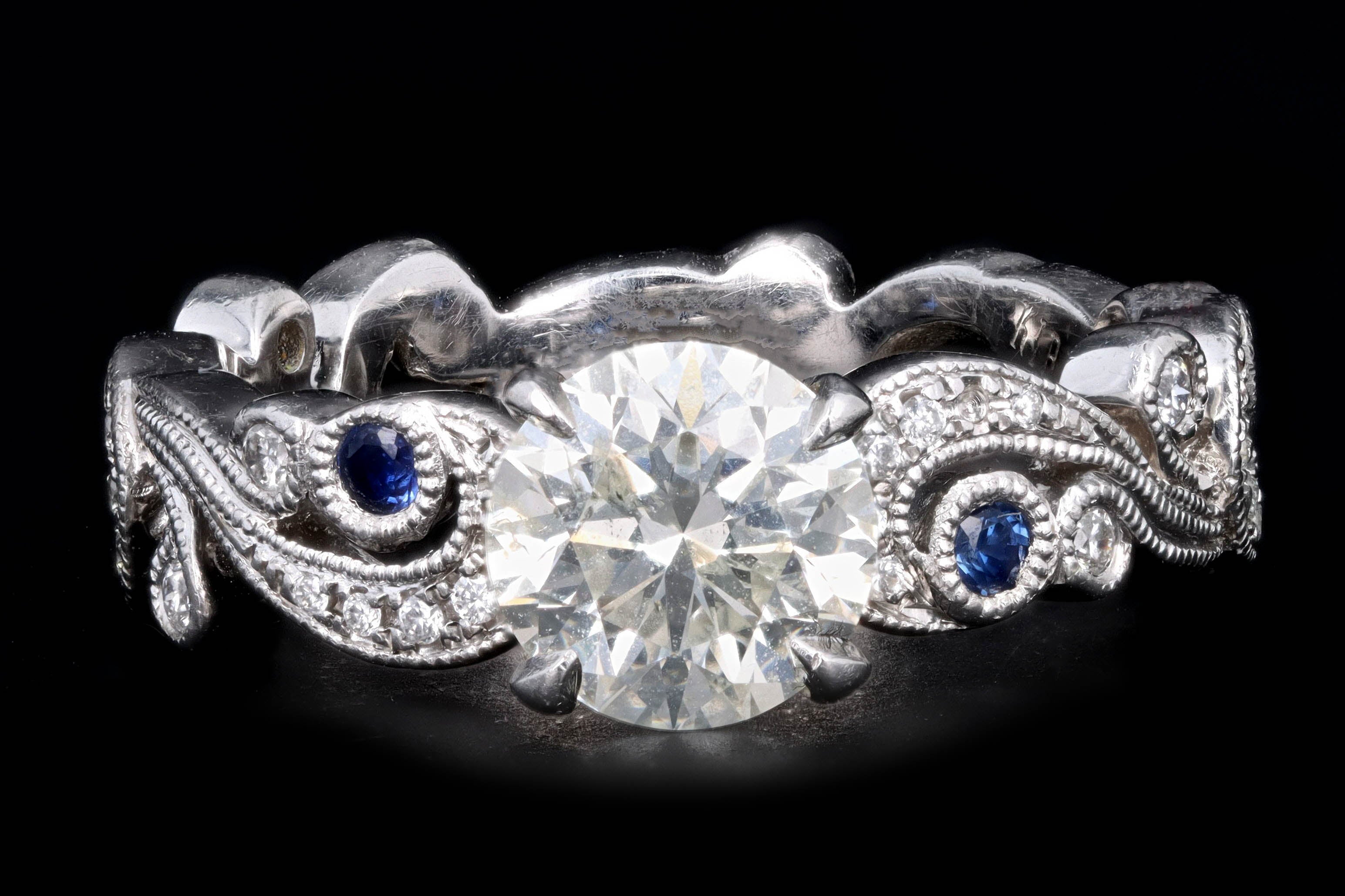 Modern Kirk Kara 18K White Gold 1.02 Carat Round Brilliant Diamond Engagement Ring AGA Certified - Queen May