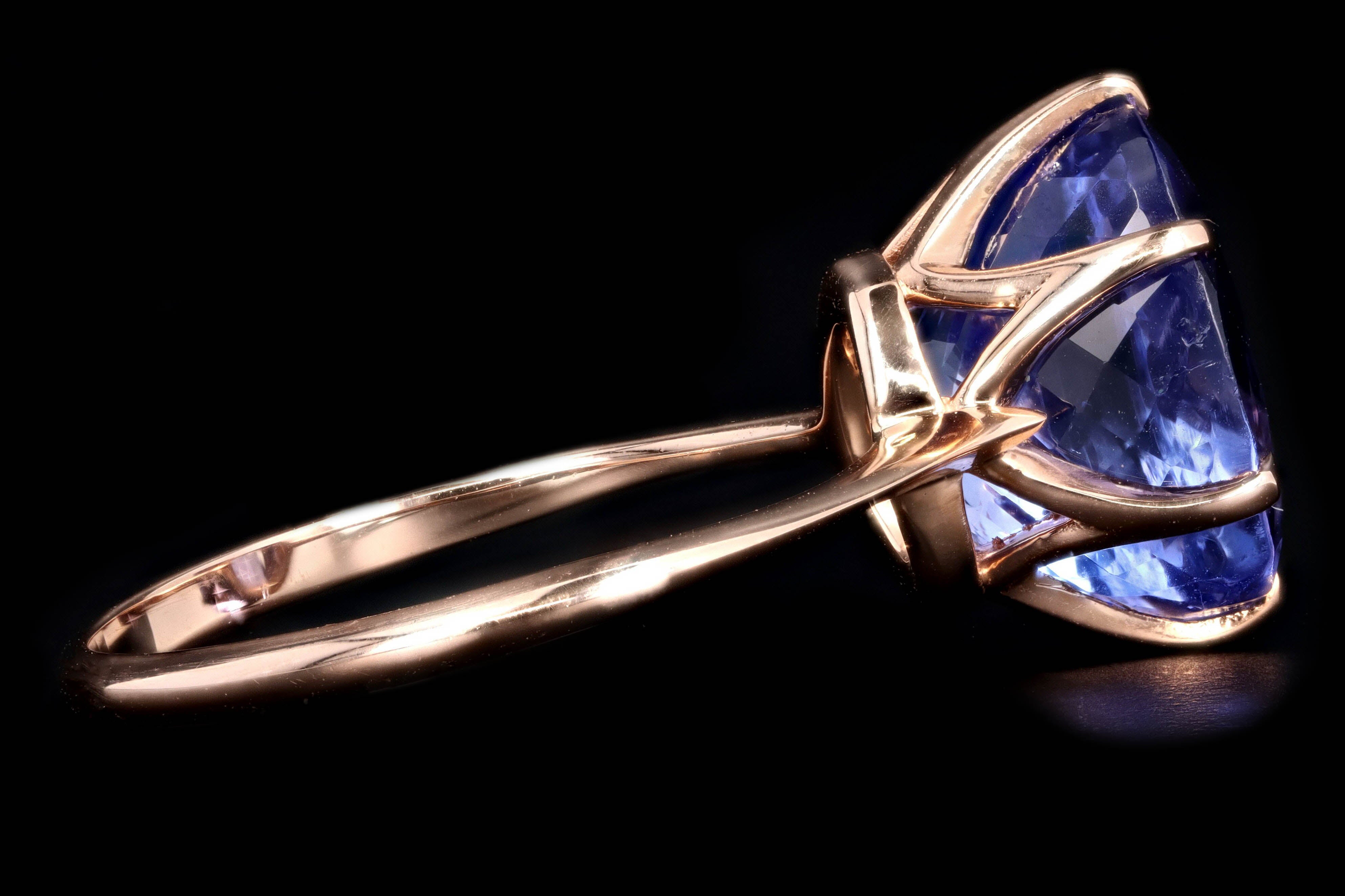 New Vintage Inspired 18K Rose Gold 4.89 Carat Oval Tanzanite Ring - Queen May