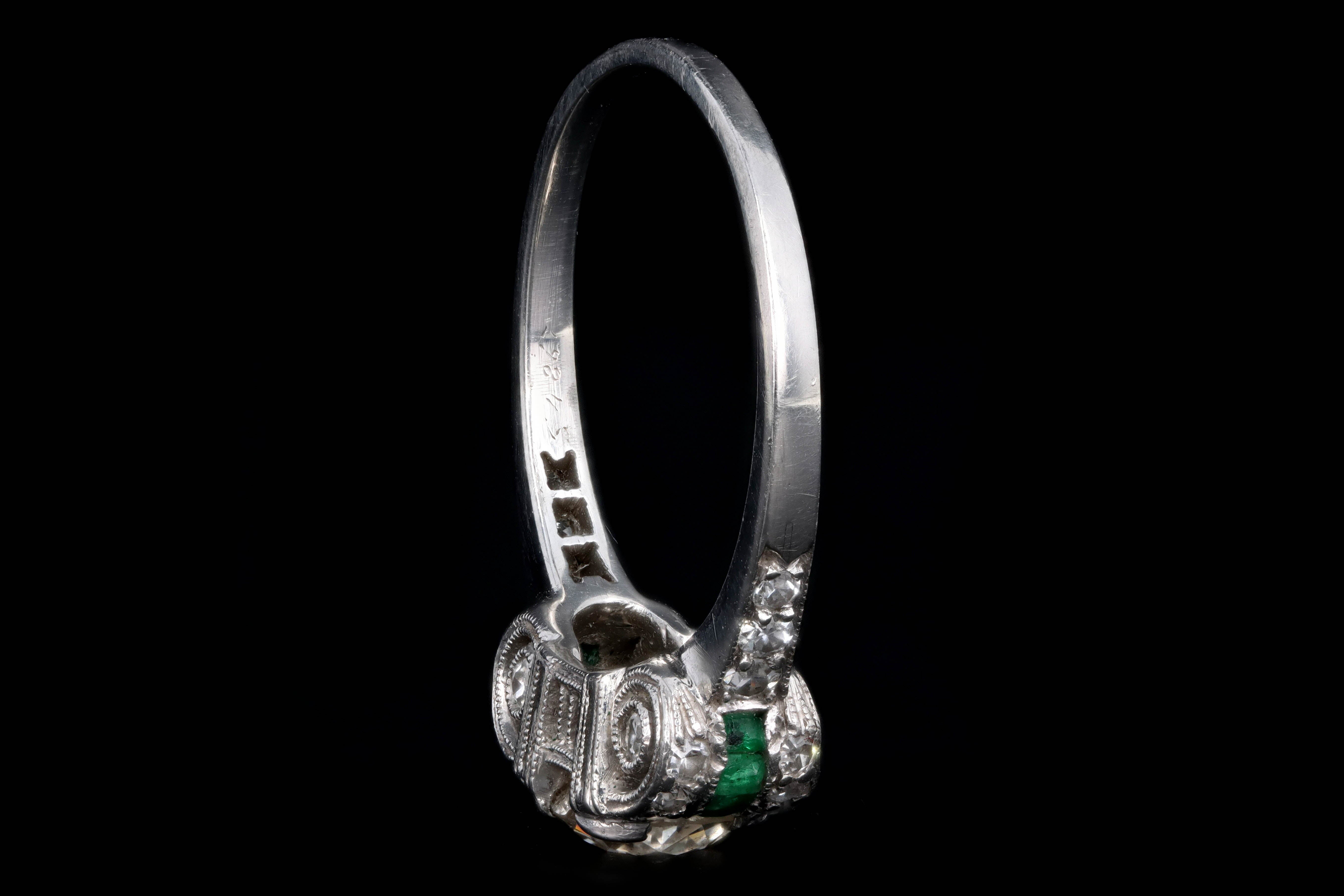 Art Deco Platinum .75 Carat Old European Cut Diamond Engagement Ring - Queen May