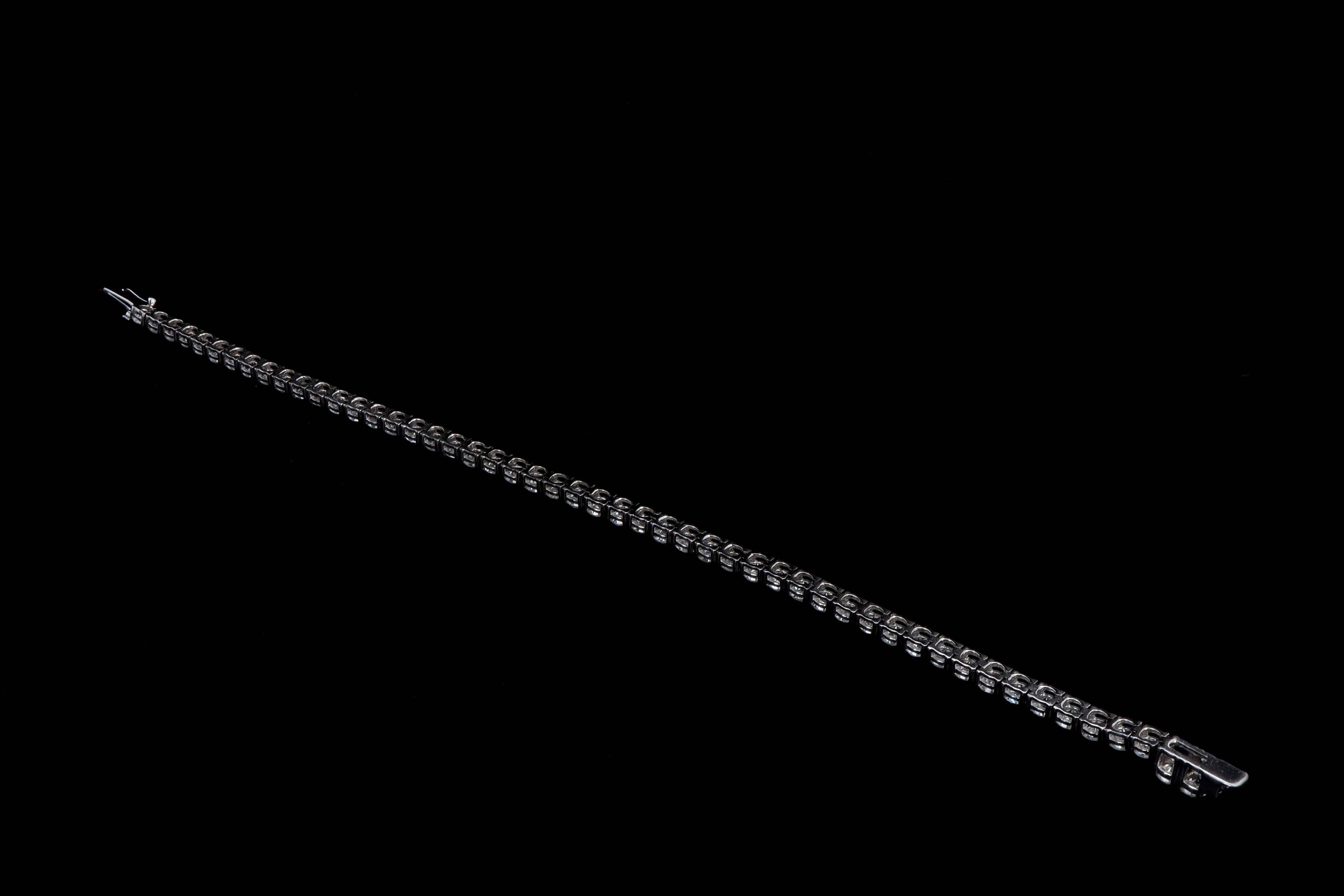 New 14K White Gold 7.98 Carat Round Brilliant Cut Diamond Tennis Bracelet - Queen May