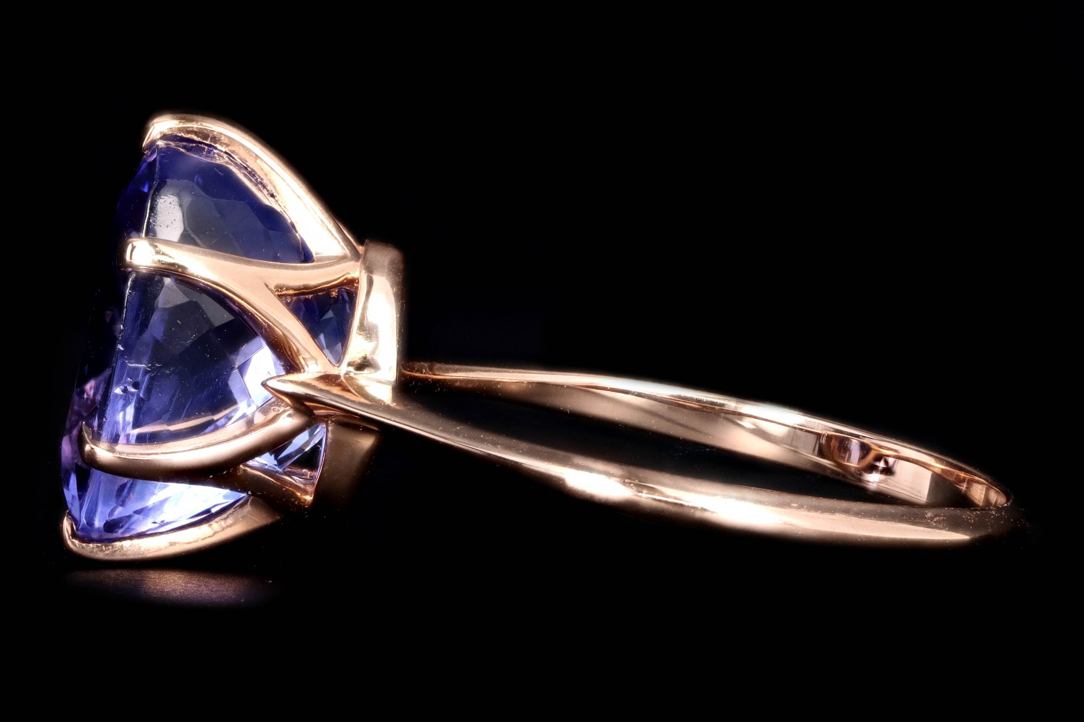 New Vintage Inspired 18K Rose Gold 4.89 Carat Oval Tanzanite Ring - Queen May