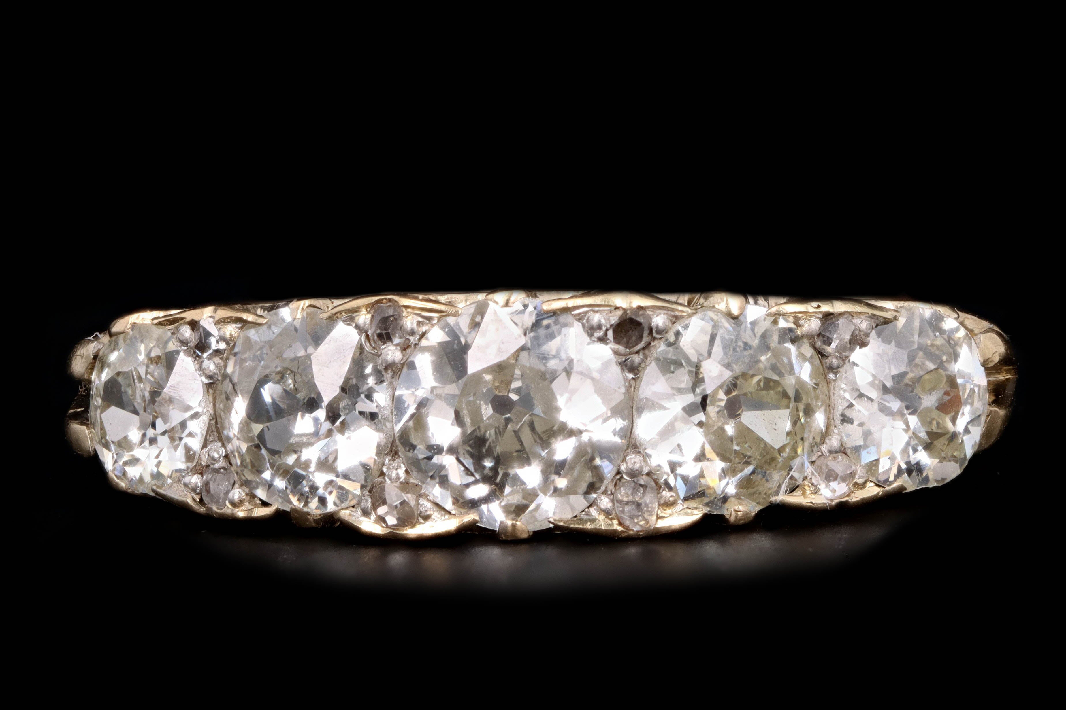 Victorian 18K Yellow Gold 2.1 Carat Old European Cut Diamond Band - Queen May