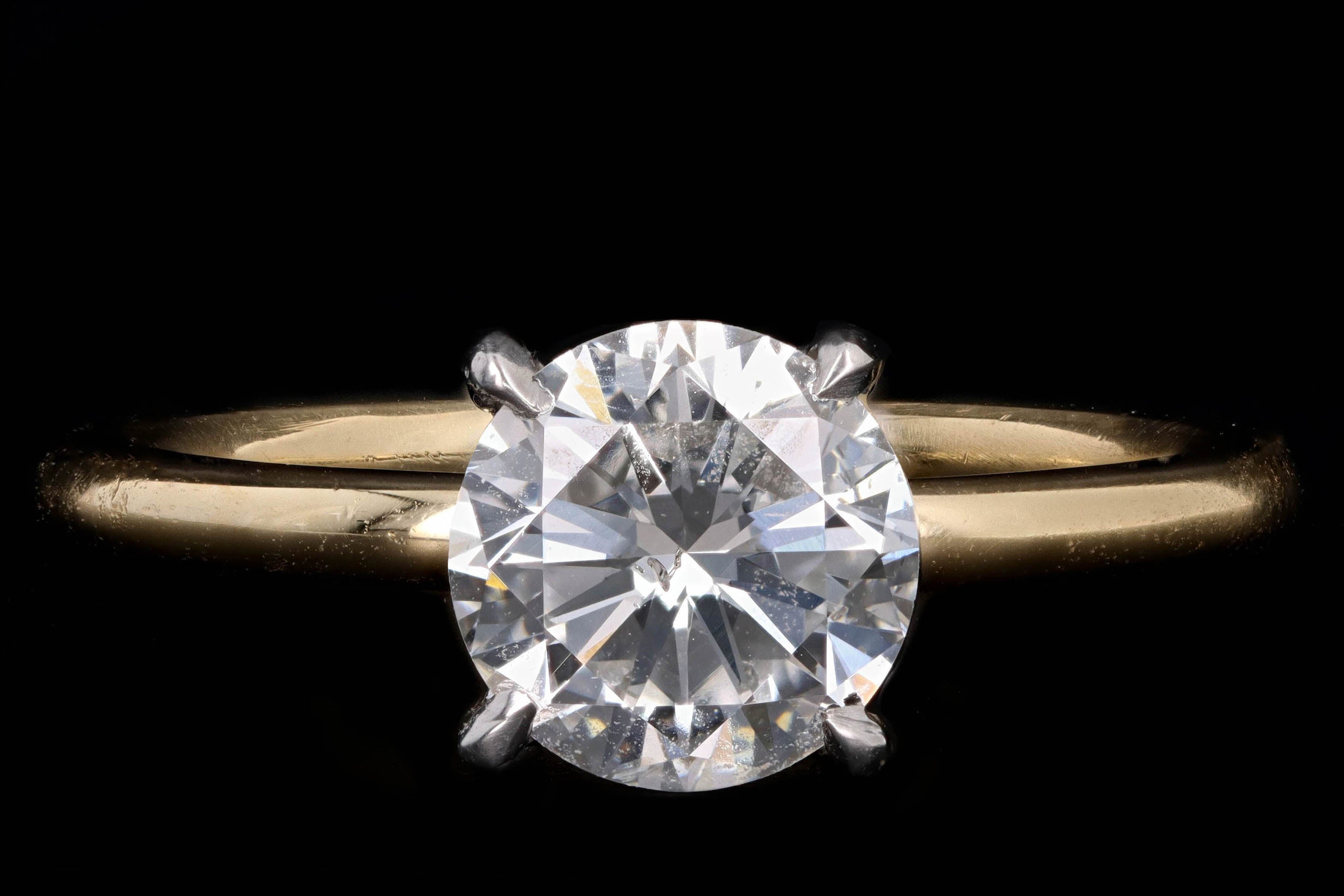 New Handmade 18K Yellow Gold & Platinum 1.40 Carat Round Brilliant Diamond Engagement Ring GIA Certified - Queen May