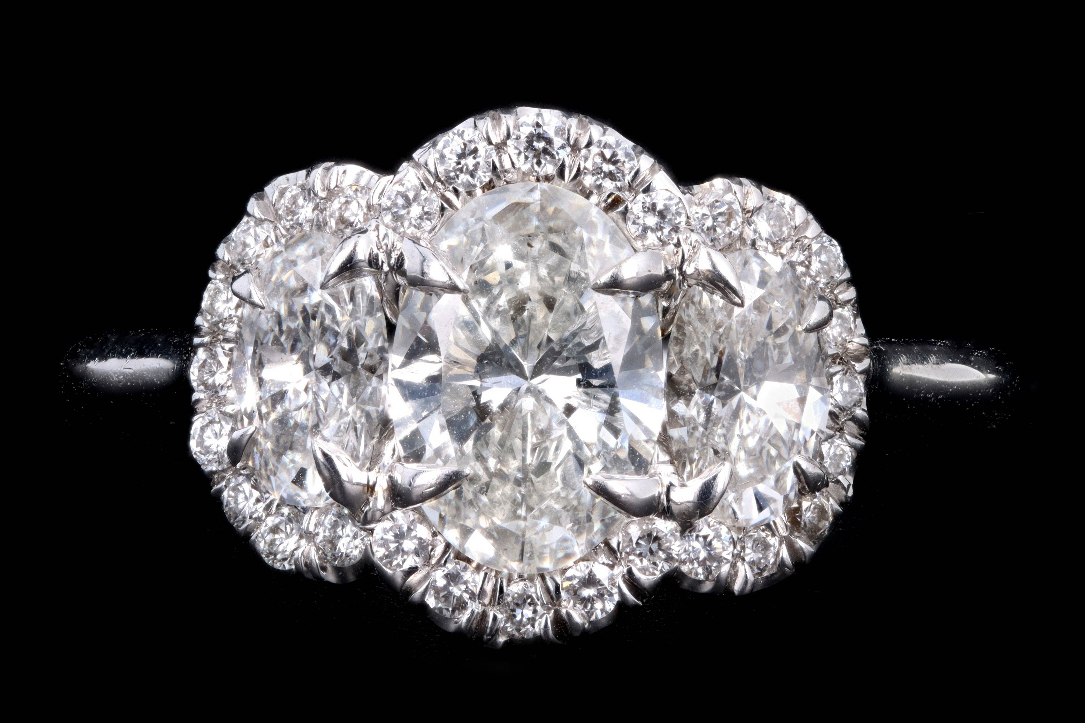 New 18K White Gold .95 Carat Oval Cut Diamond Engagement Ring - Queen May