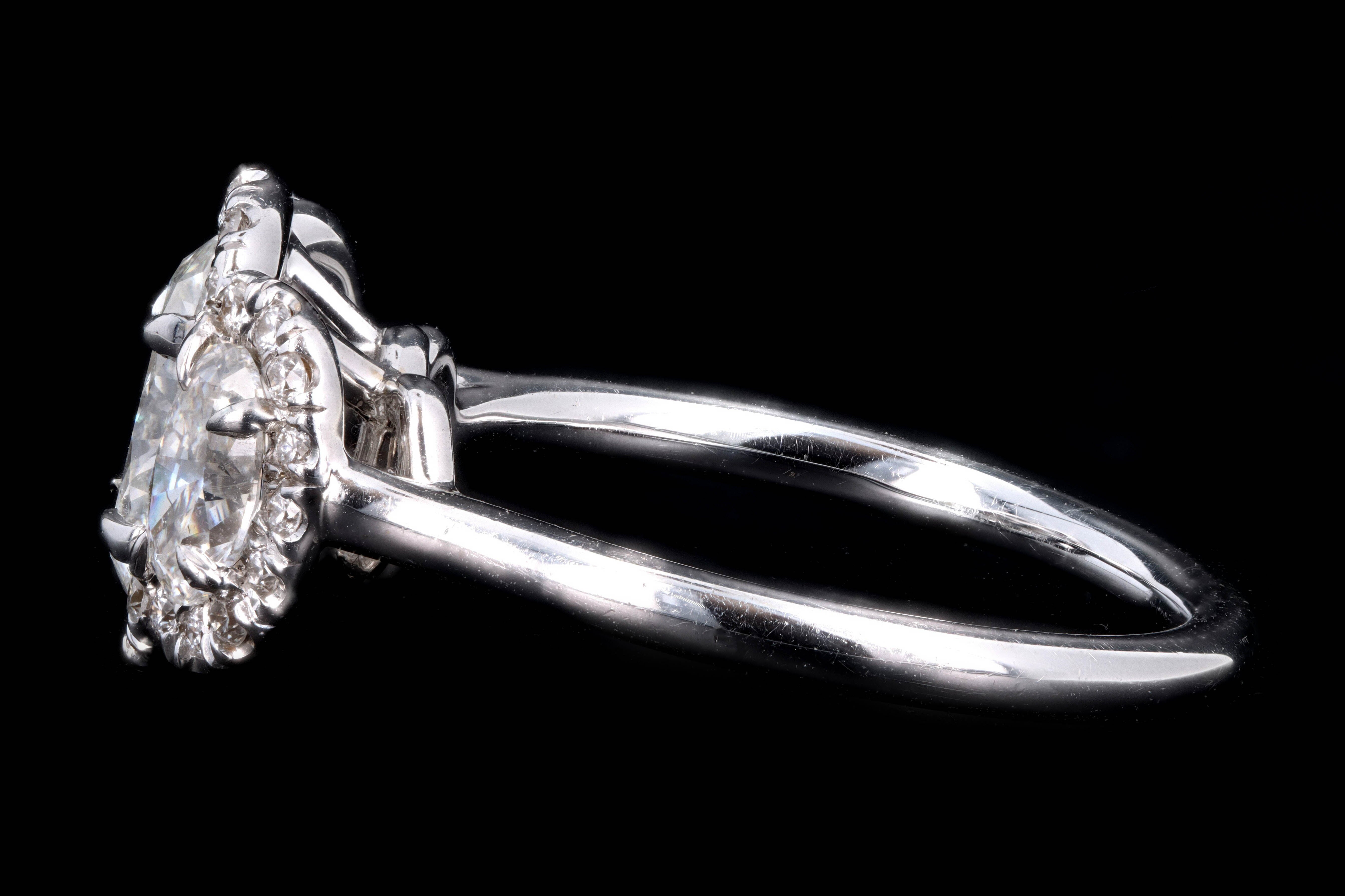 New 18K White Gold .95 Carat Oval Cut Diamond Engagement Ring - Queen May