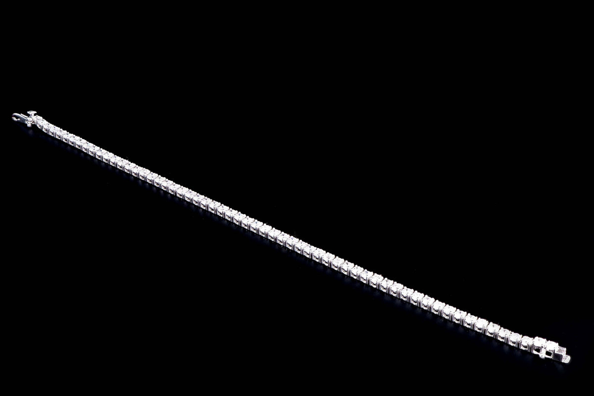 14K White Gold 4.94 Carat Round Brilliant Cut Diamond Tennis Bracelet - Queen May
