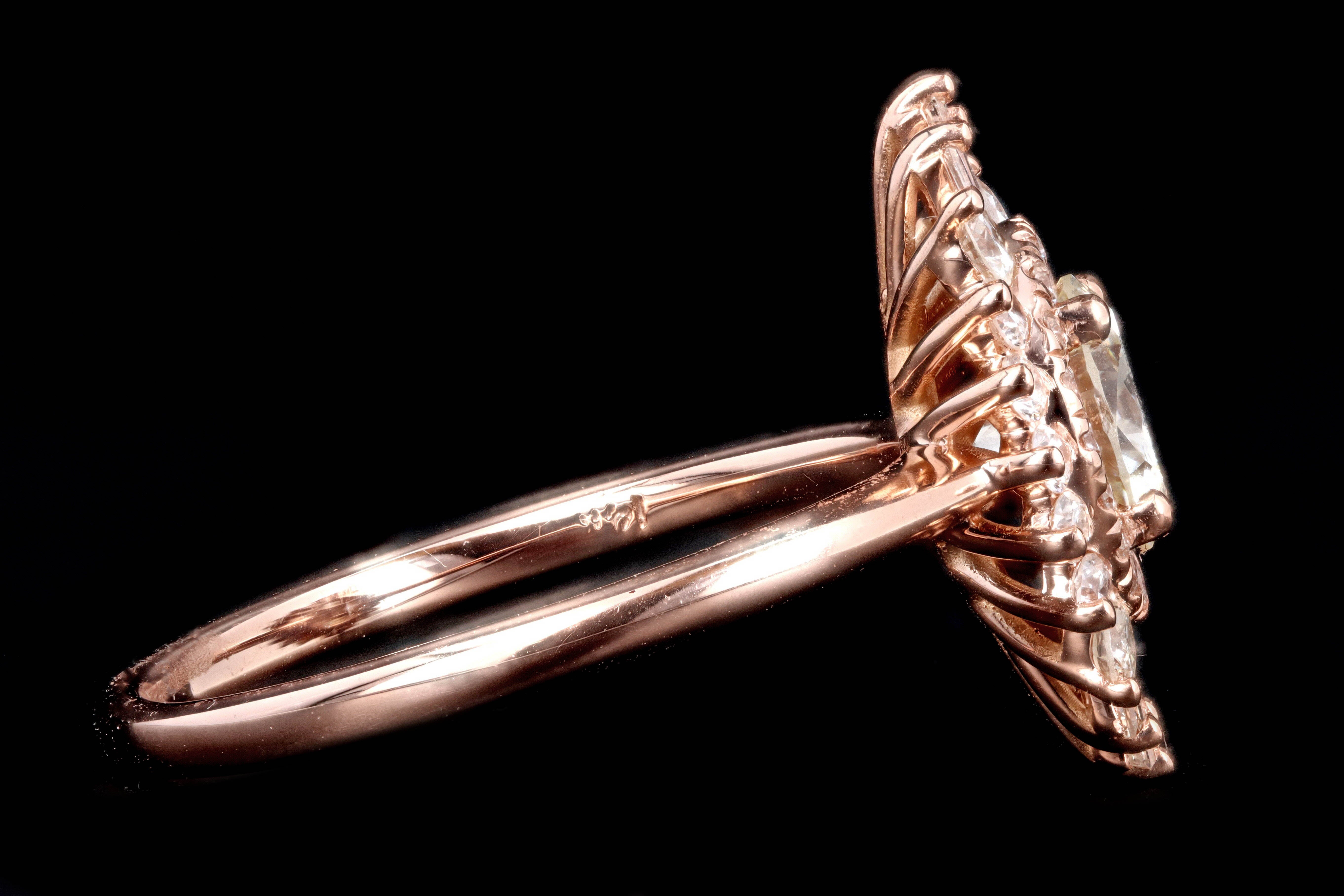 New 14K Rose Gold .81 Carat Round Brilliant Diamond Engagement Ring - Queen May