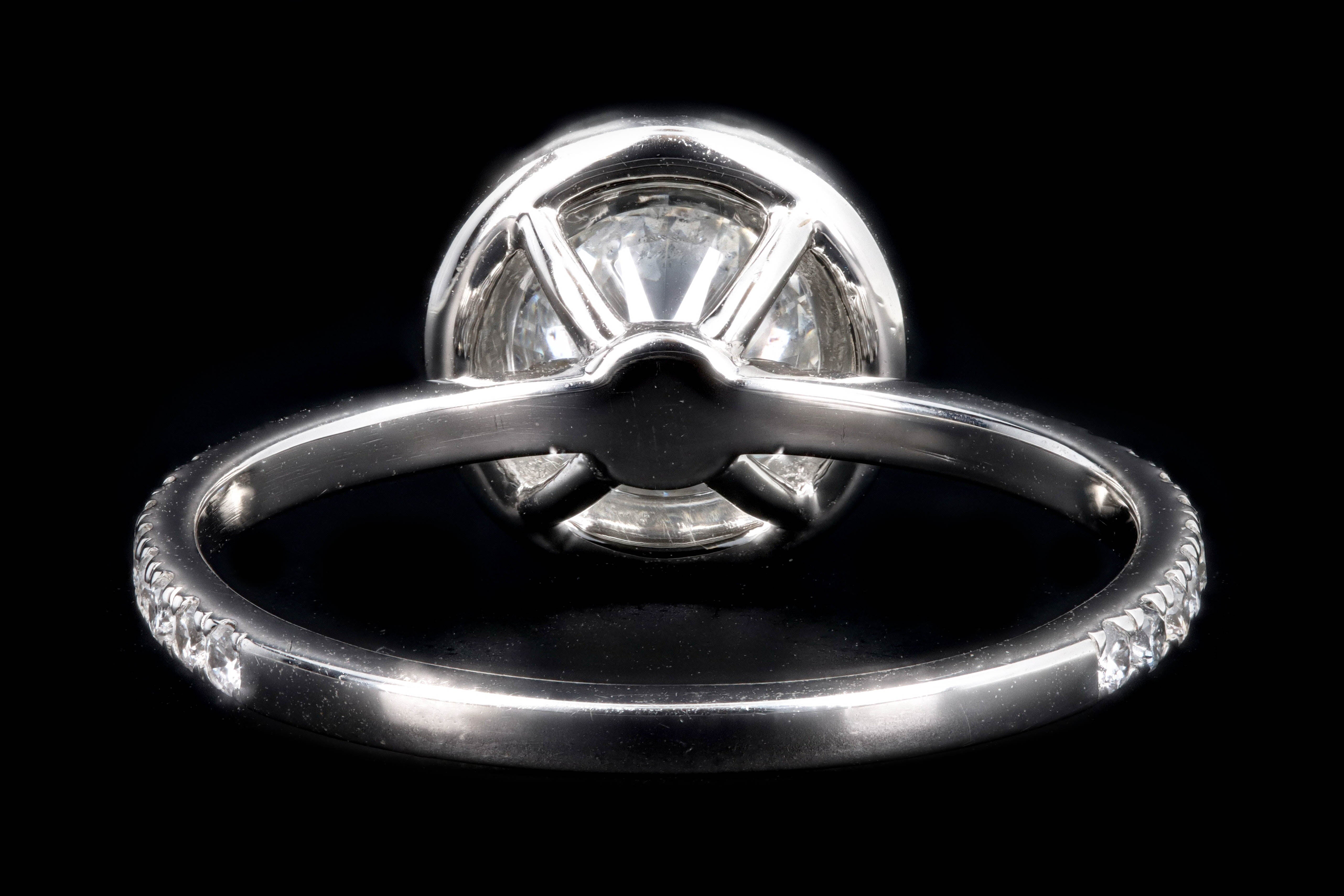 New Platinum 1.01 Carat Round Brilliant Cut Diamond Halo Engagement Ring GIA Certified - Queen May