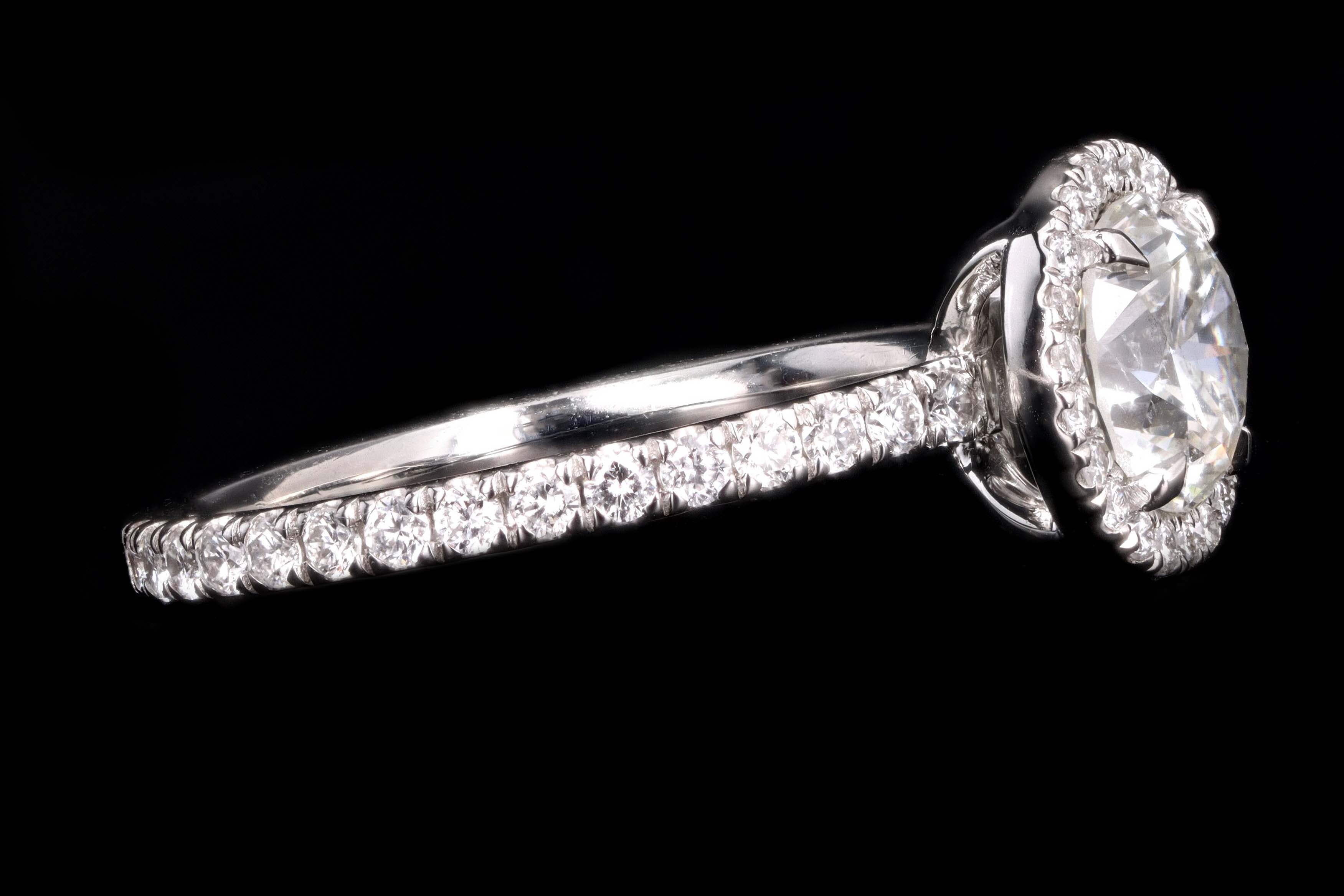 New Platinum 1.16 Carat Round Brilliant Cut Diamond Halo Engagement Ring GIA Certified - Queen May