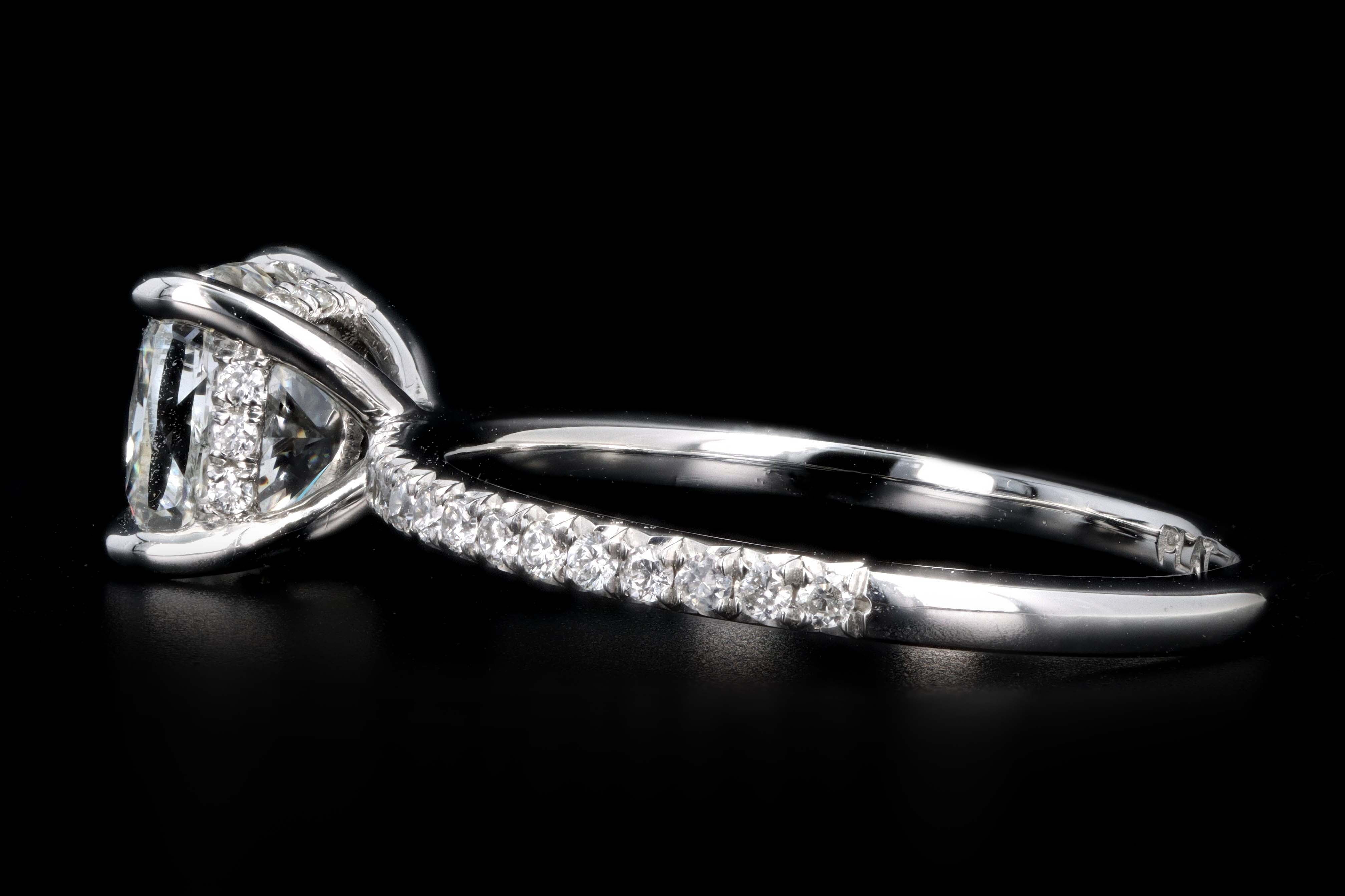 New Platinum 1.60 Carat Cushion Cut Diamond Engagement Ring GIA Certified - Queen May