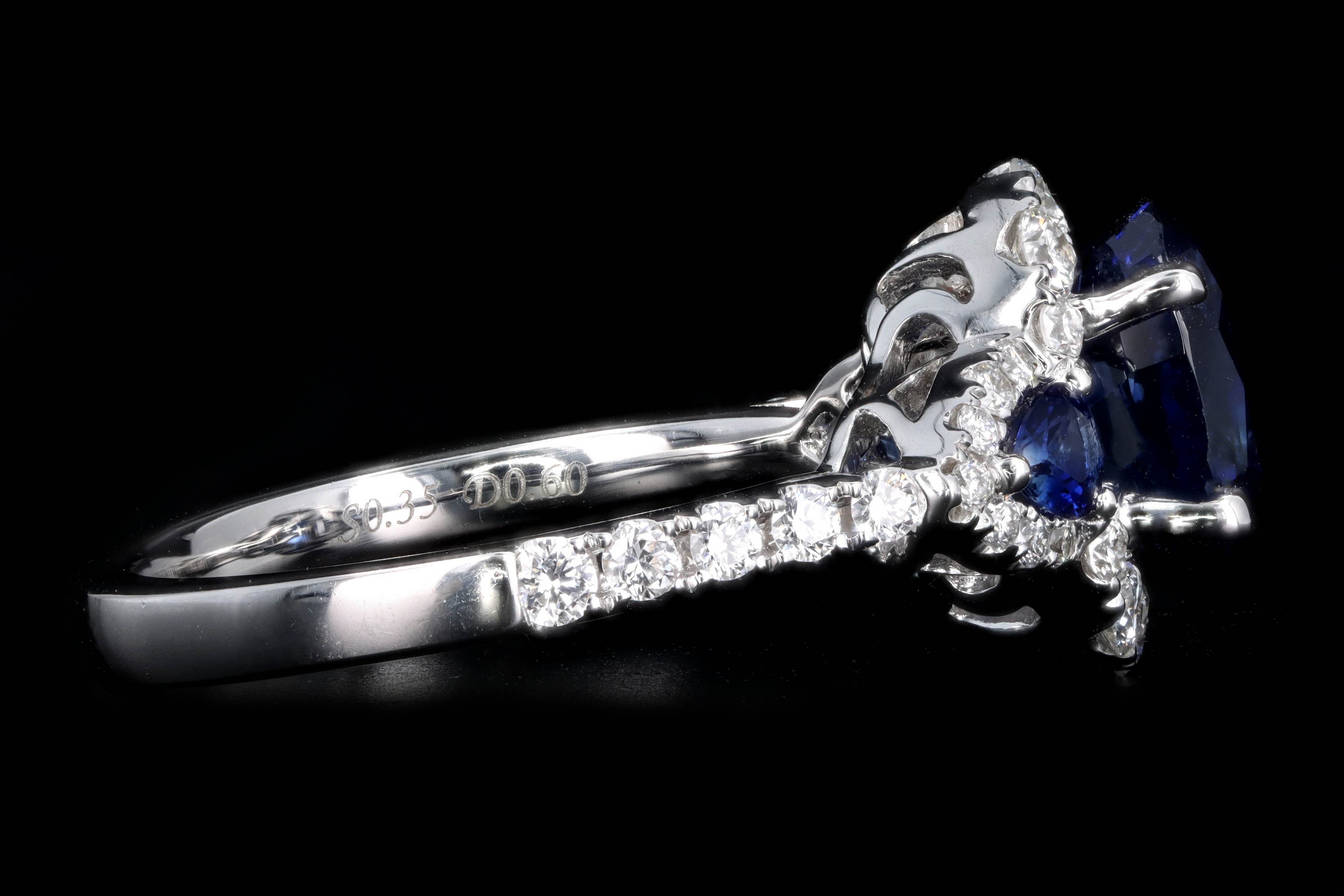 14K White Gold 2.23 Carat Oval Sapphire & Diamond Ring GIA Certified - Queen May