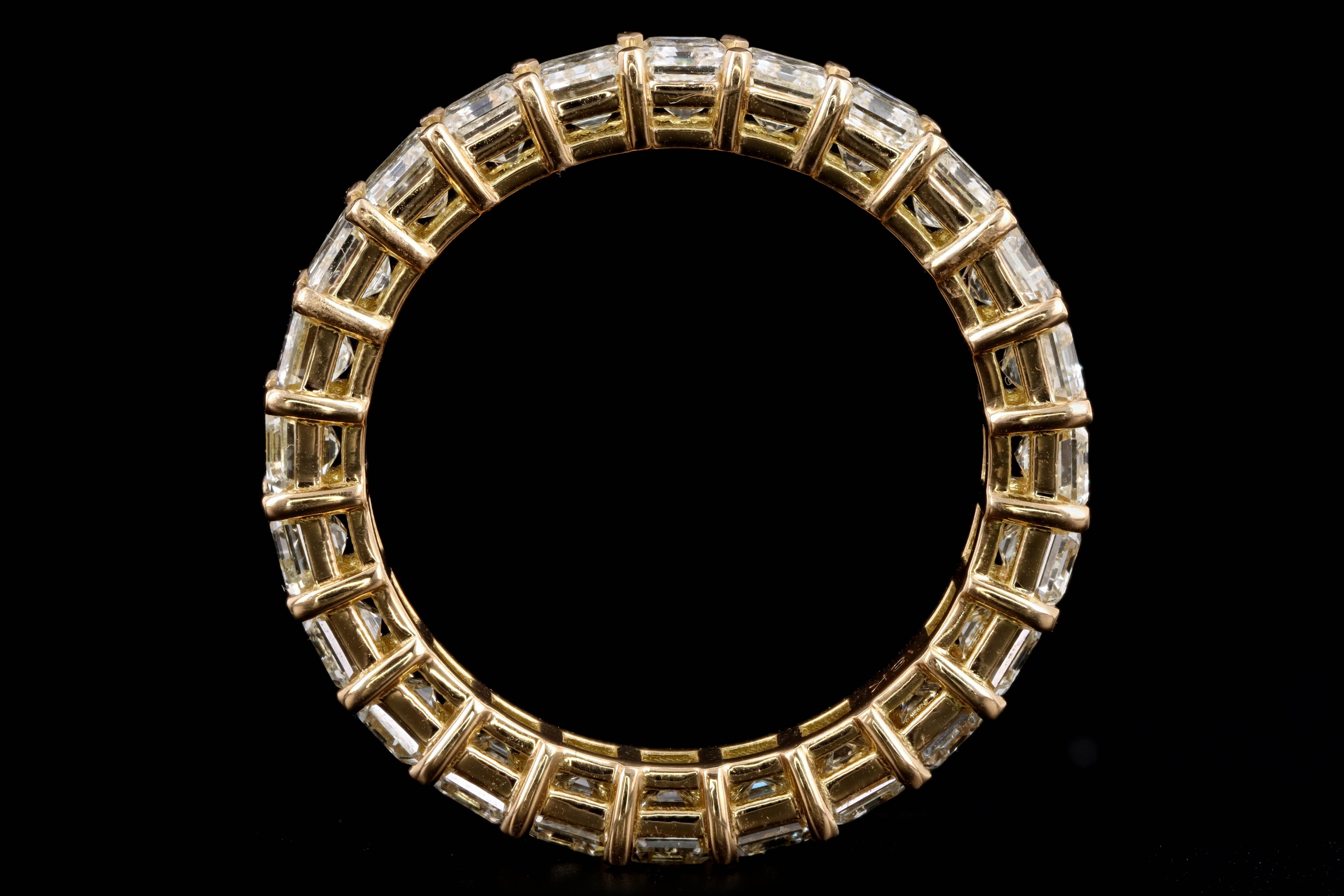 New 18K Yellow Gold 4.74 Carat Emerald Cut Diamond Eternity Band - Queen May