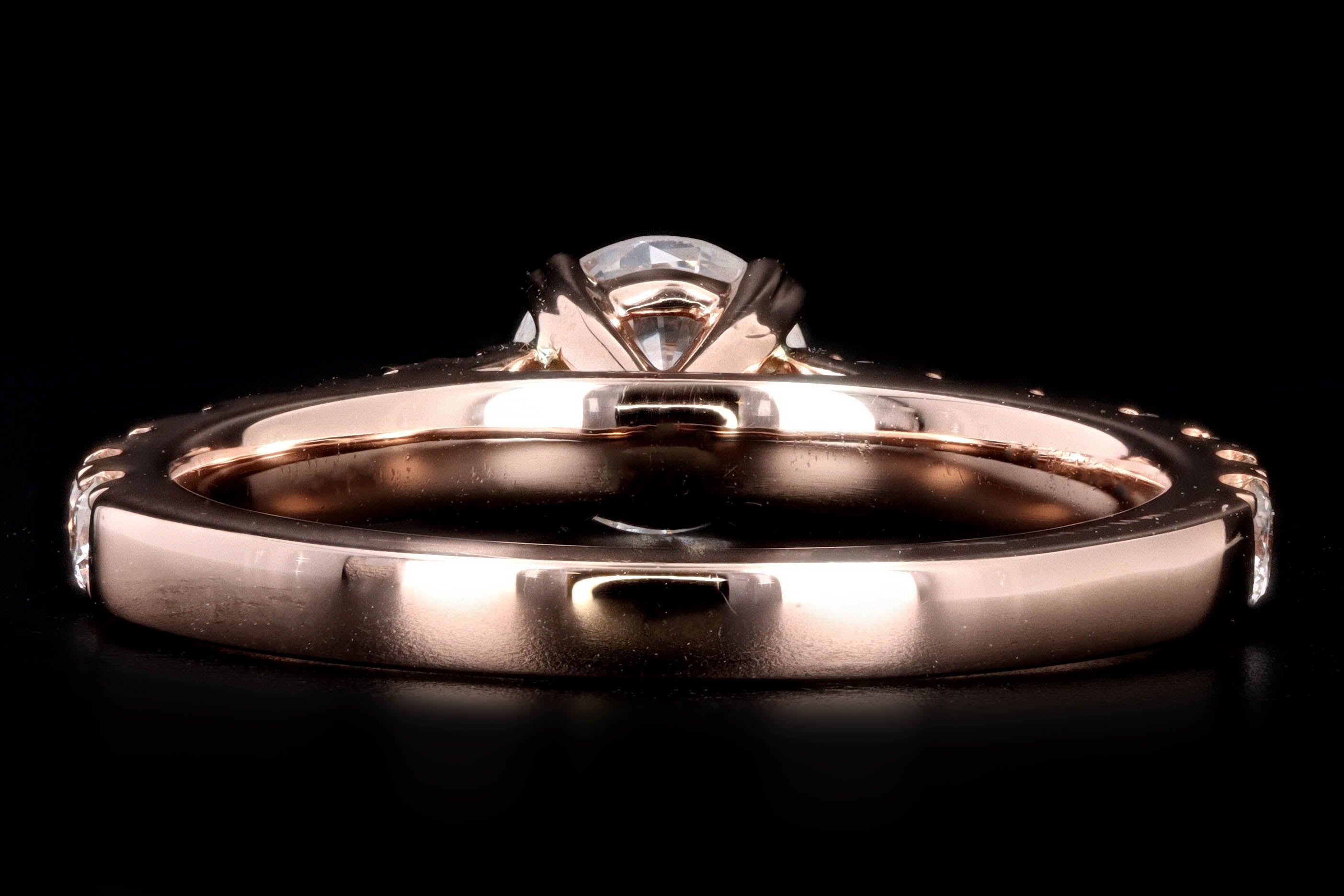 New 14K Rose Gold .54 Carat Round Brilliant Diamond Engagement Ring - Queen May