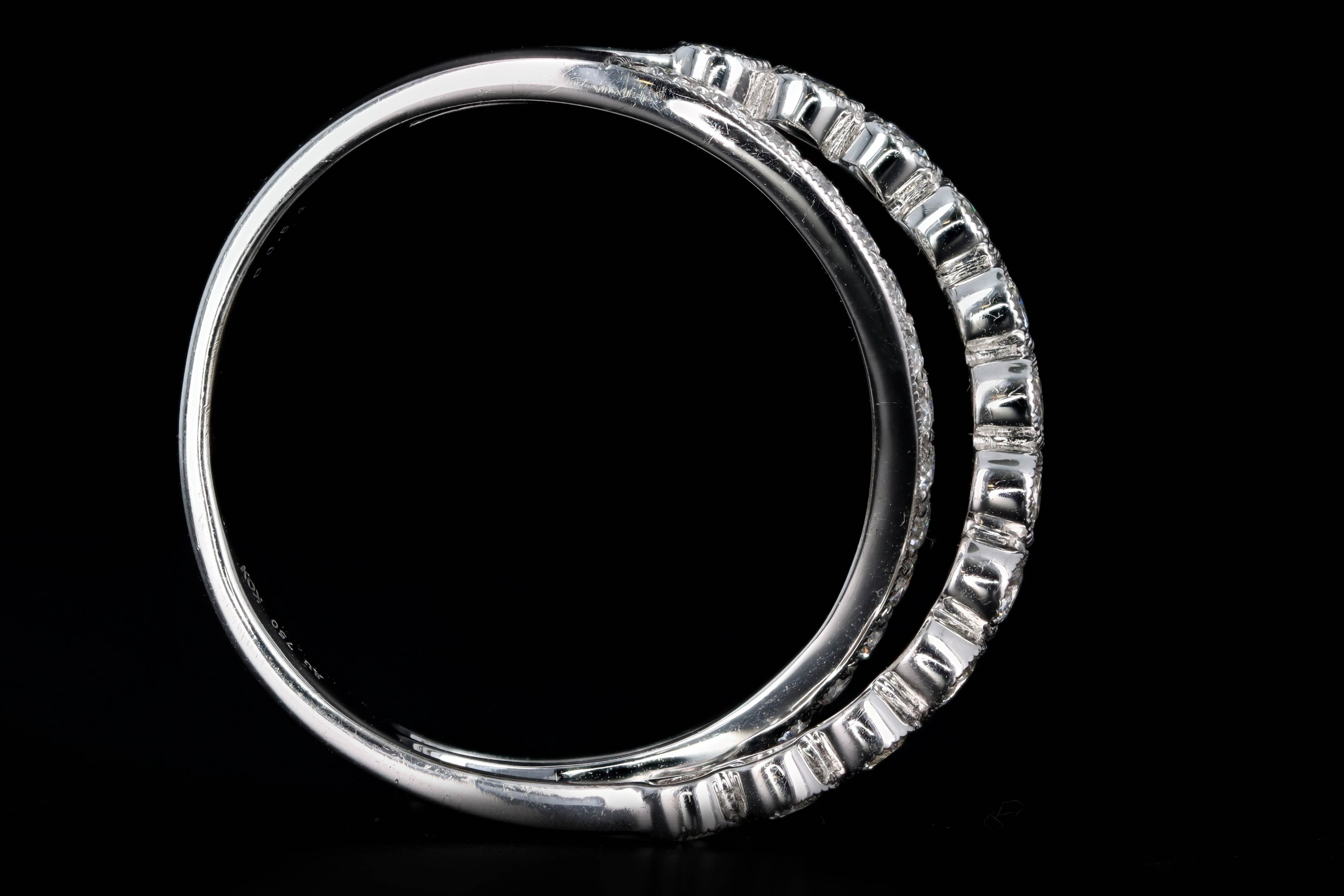 New 18K White Gold .54 Carat Round Brilliant Diamond Criss Cross Band - Queen May