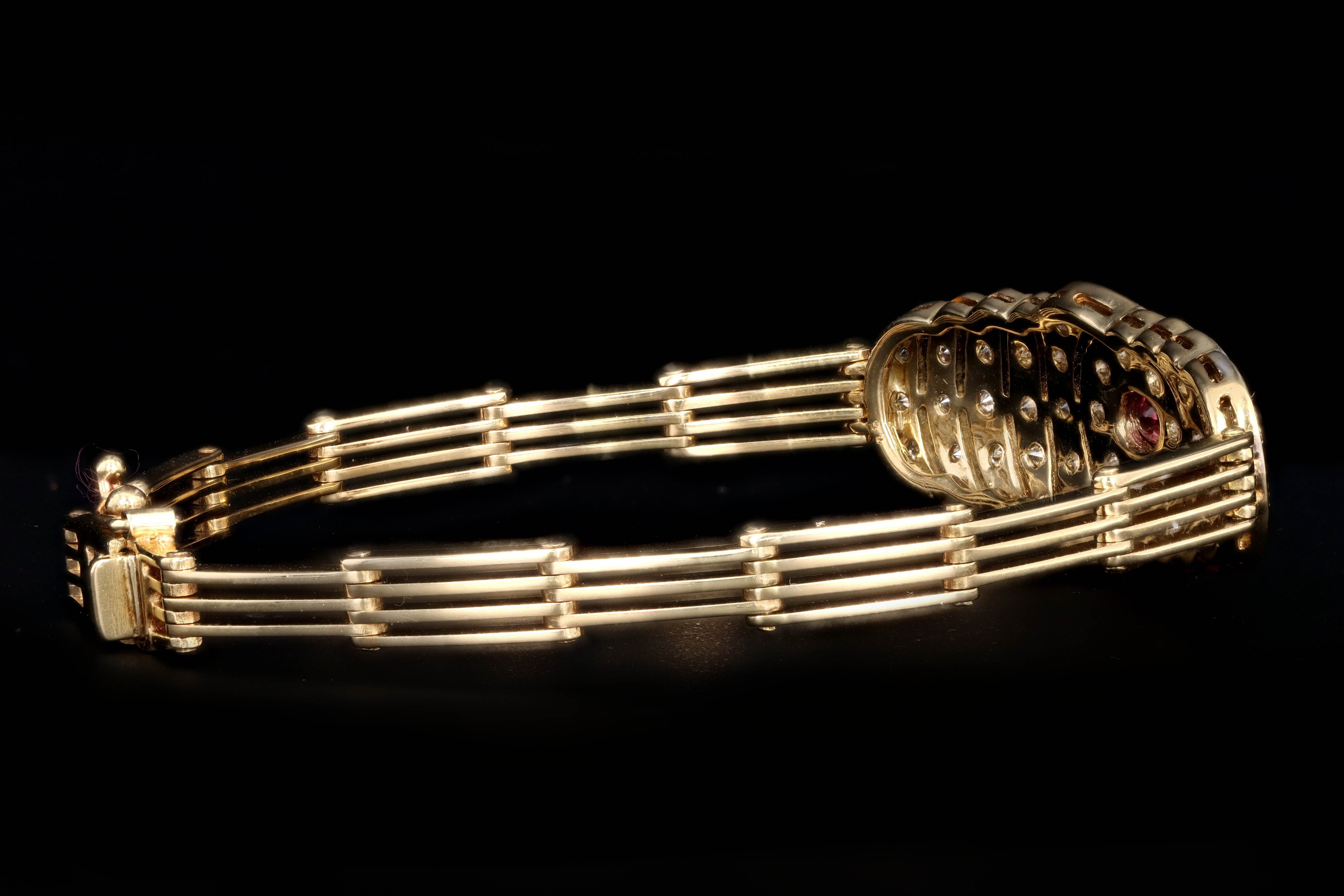 Vintage 14K Yellow Gold .25 Carat Oval Ruby & Diamond Bracelet - Queen May