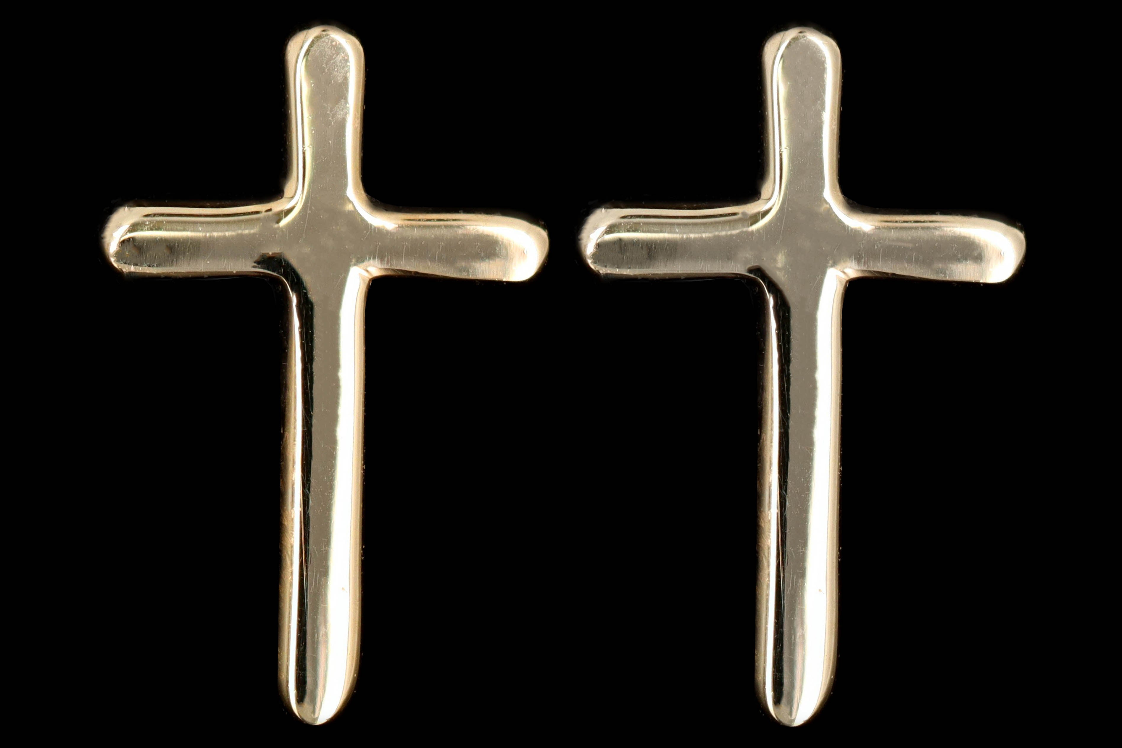 New 14K Yellow Gold Cross Stud Earrings - Queen May