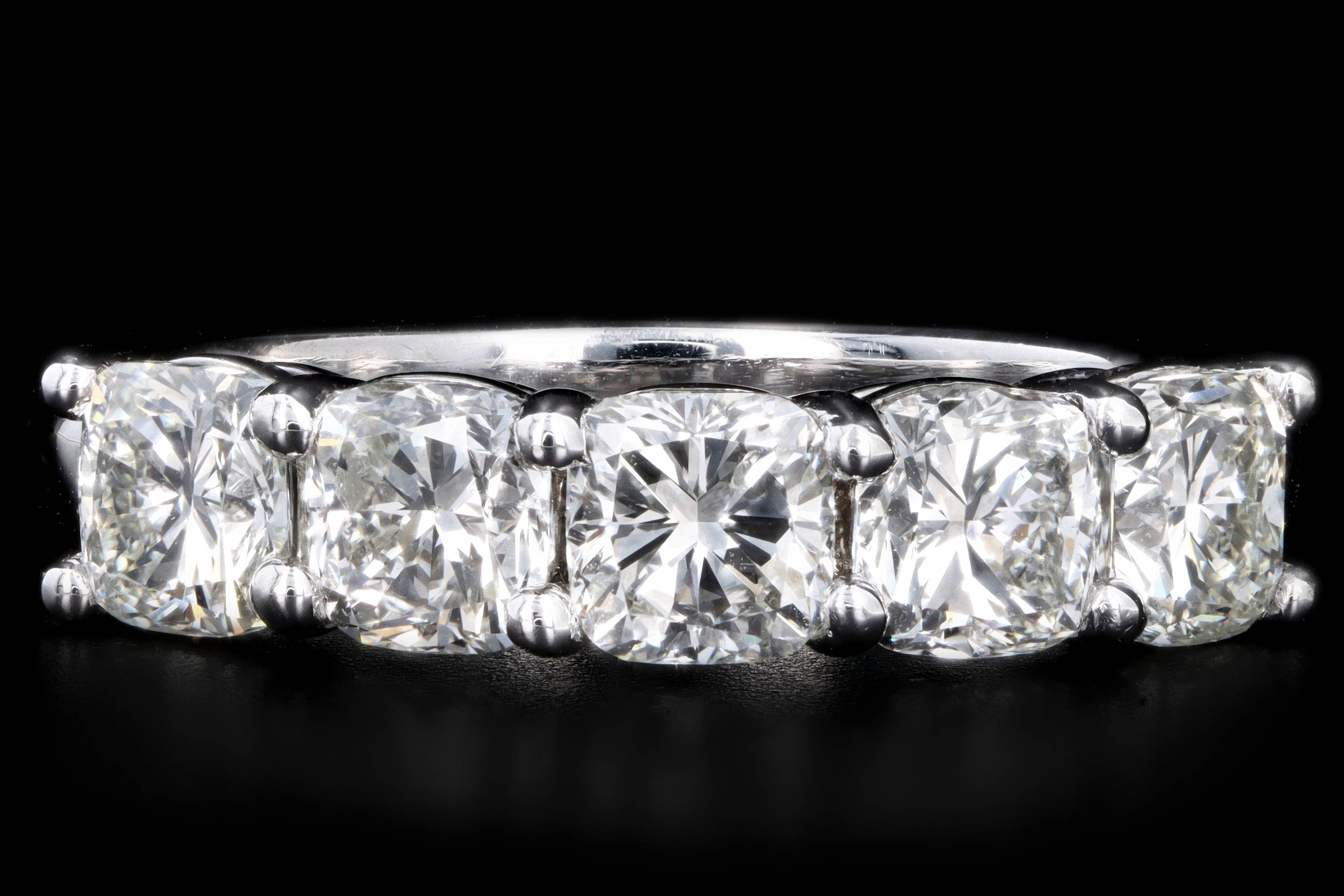 New Platinum 2.05 Carat Cushion Cut Diamond Five Stone Band - Queen May