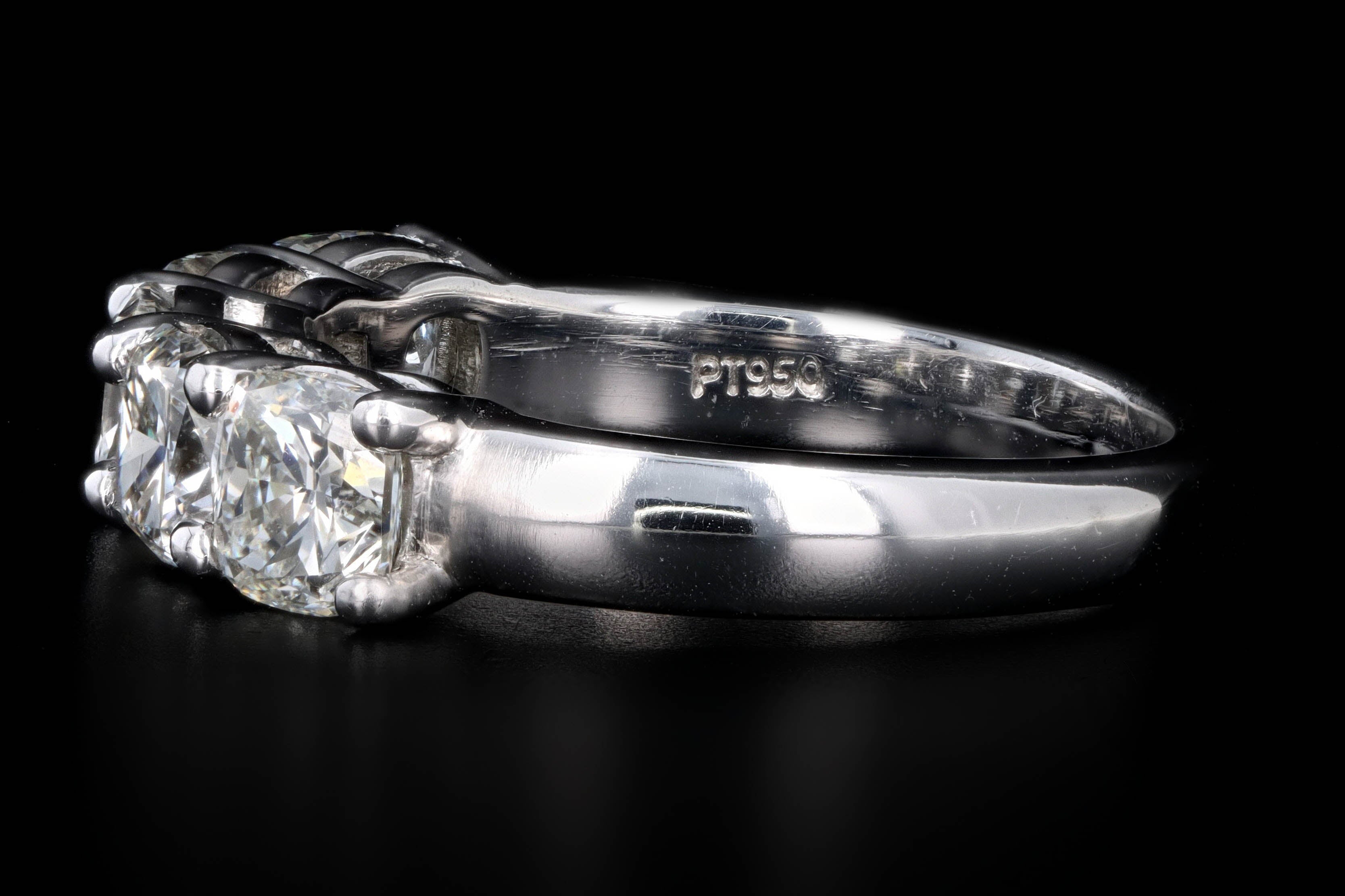 New Platinum 2.05 Carat Cushion Cut Diamond Five Stone Band - Queen May