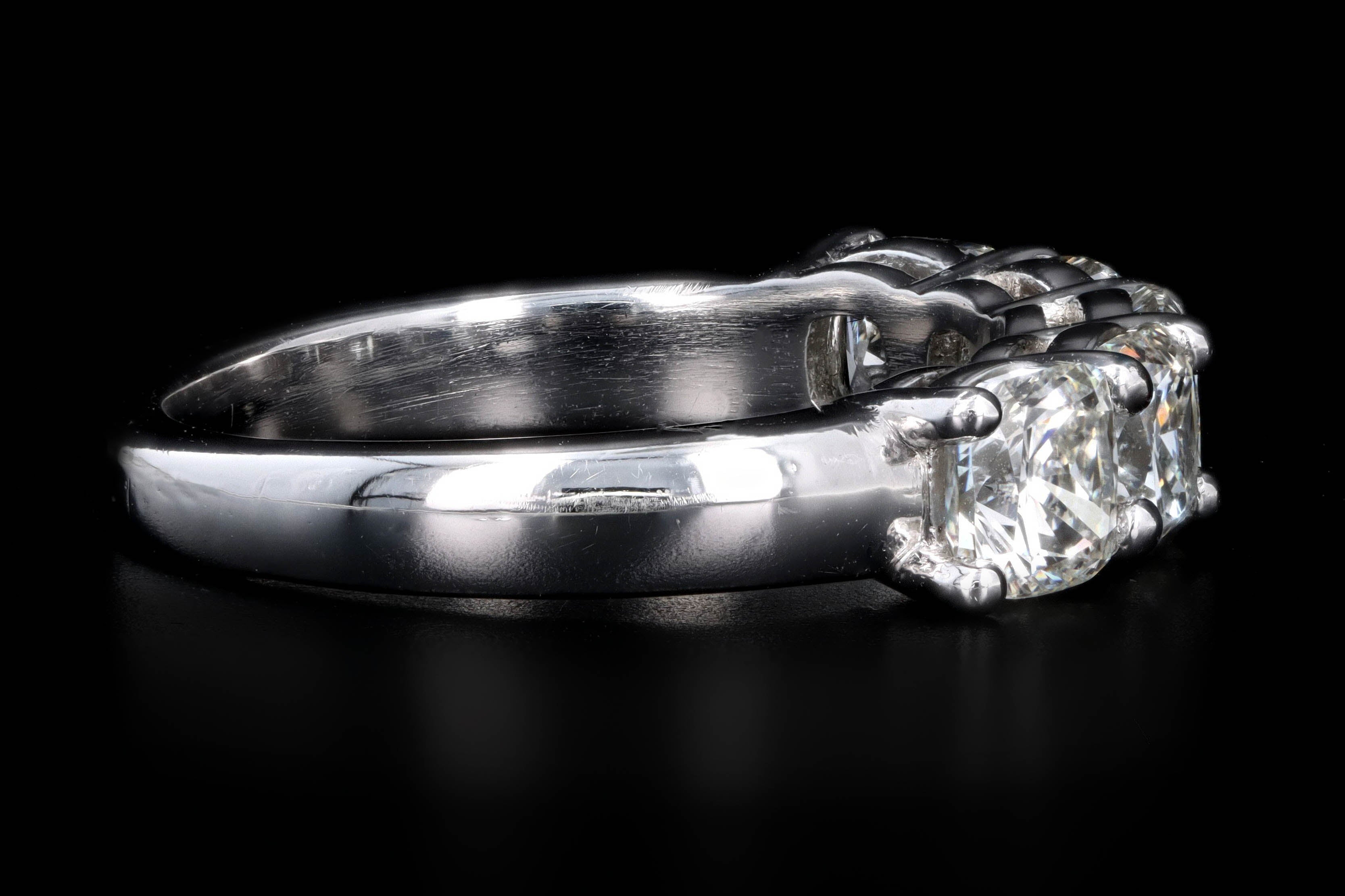 New Platinum 2.05 Carat Cushion Cut Diamond Five Stone Band - Queen May