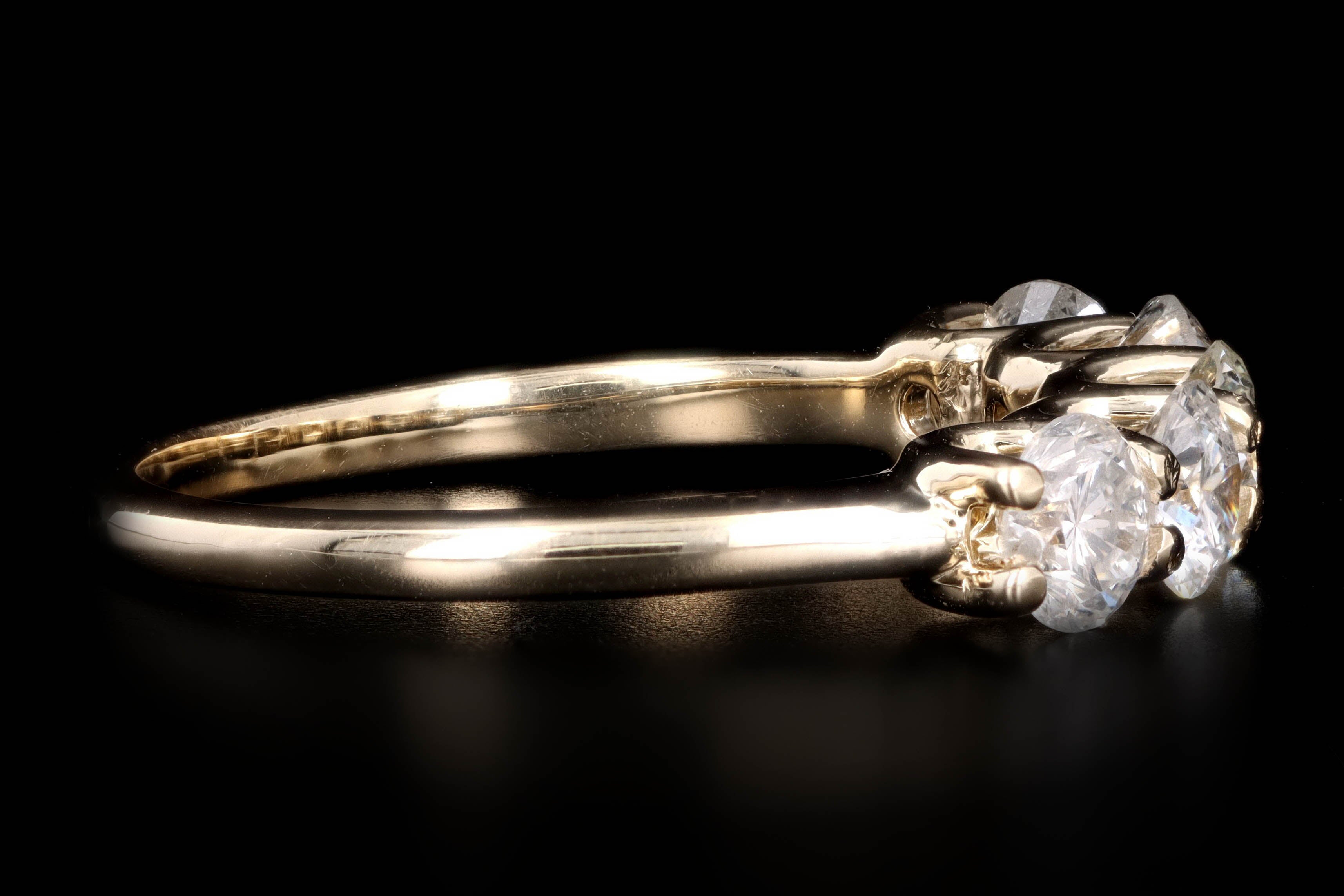 New 14K Yellow Gold .90 Carat Round Brilliant Diamond Five Stone Band - Queen May