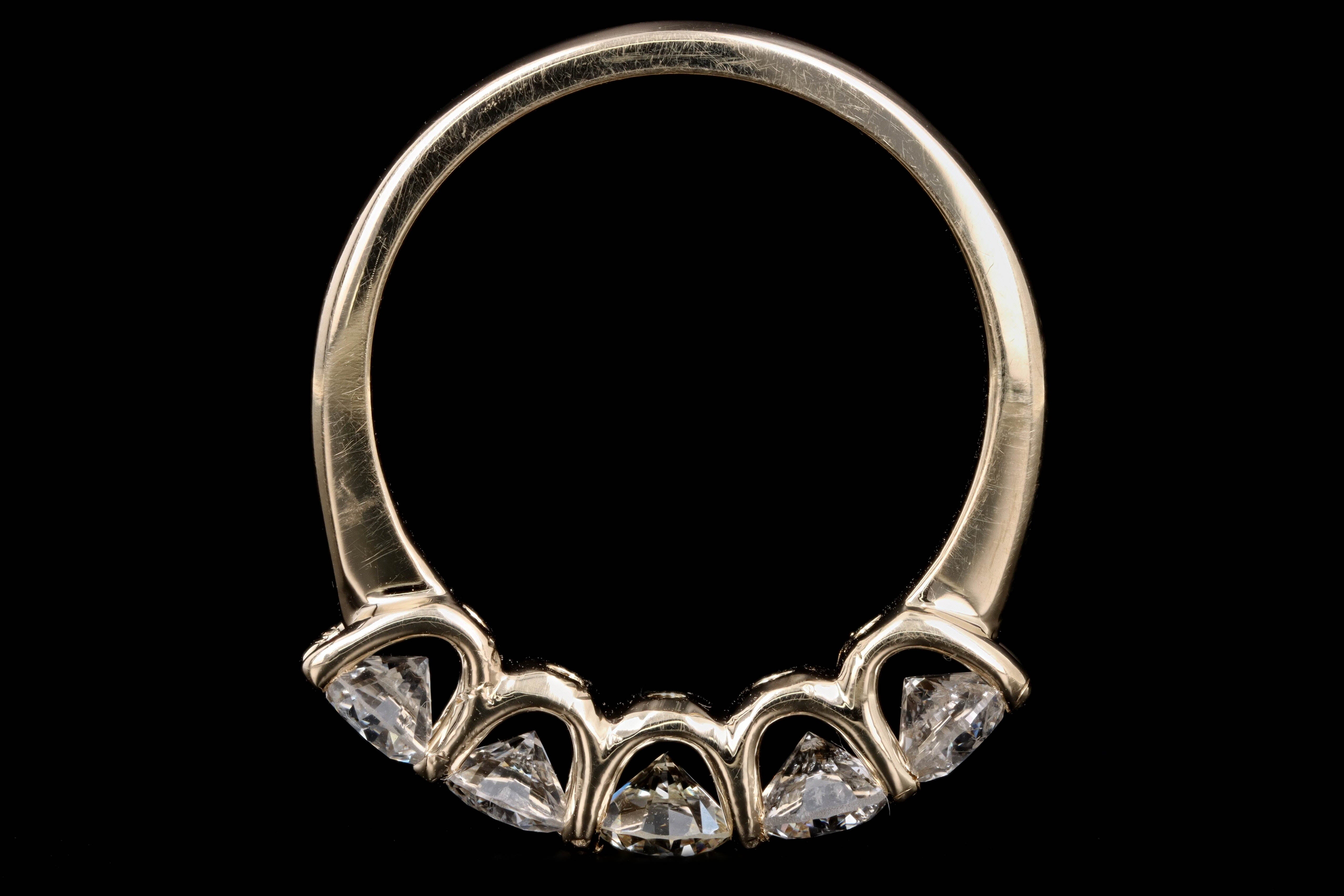 New 14K Yellow Gold .90 Carat Round Brilliant Diamond Five Stone Band - Queen May