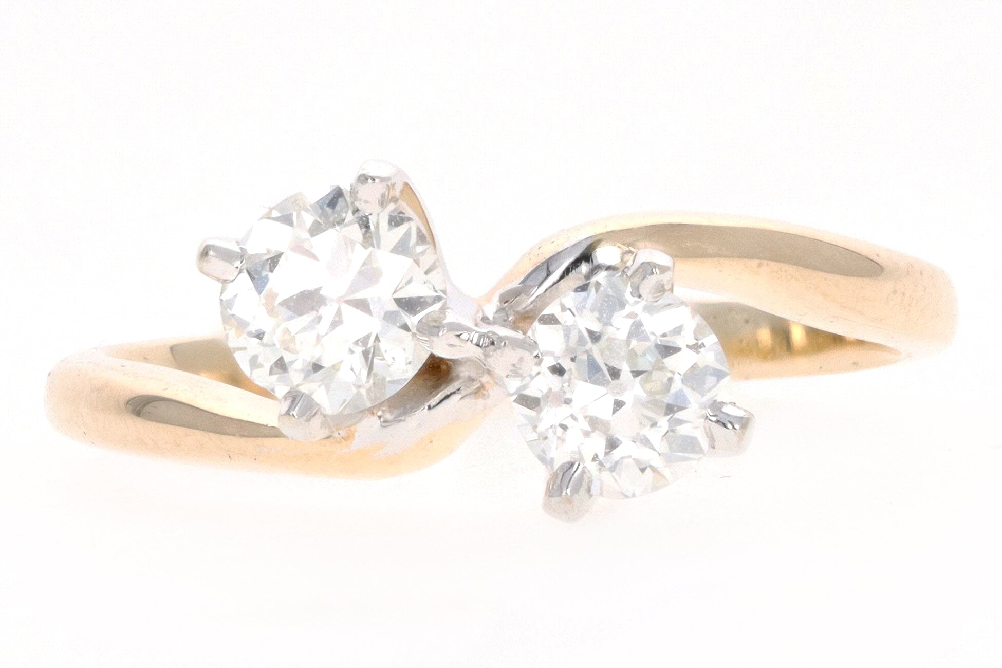 Vintage 14K Gold Old European Cut Diamond Toi Et Moi Ring - Queen May