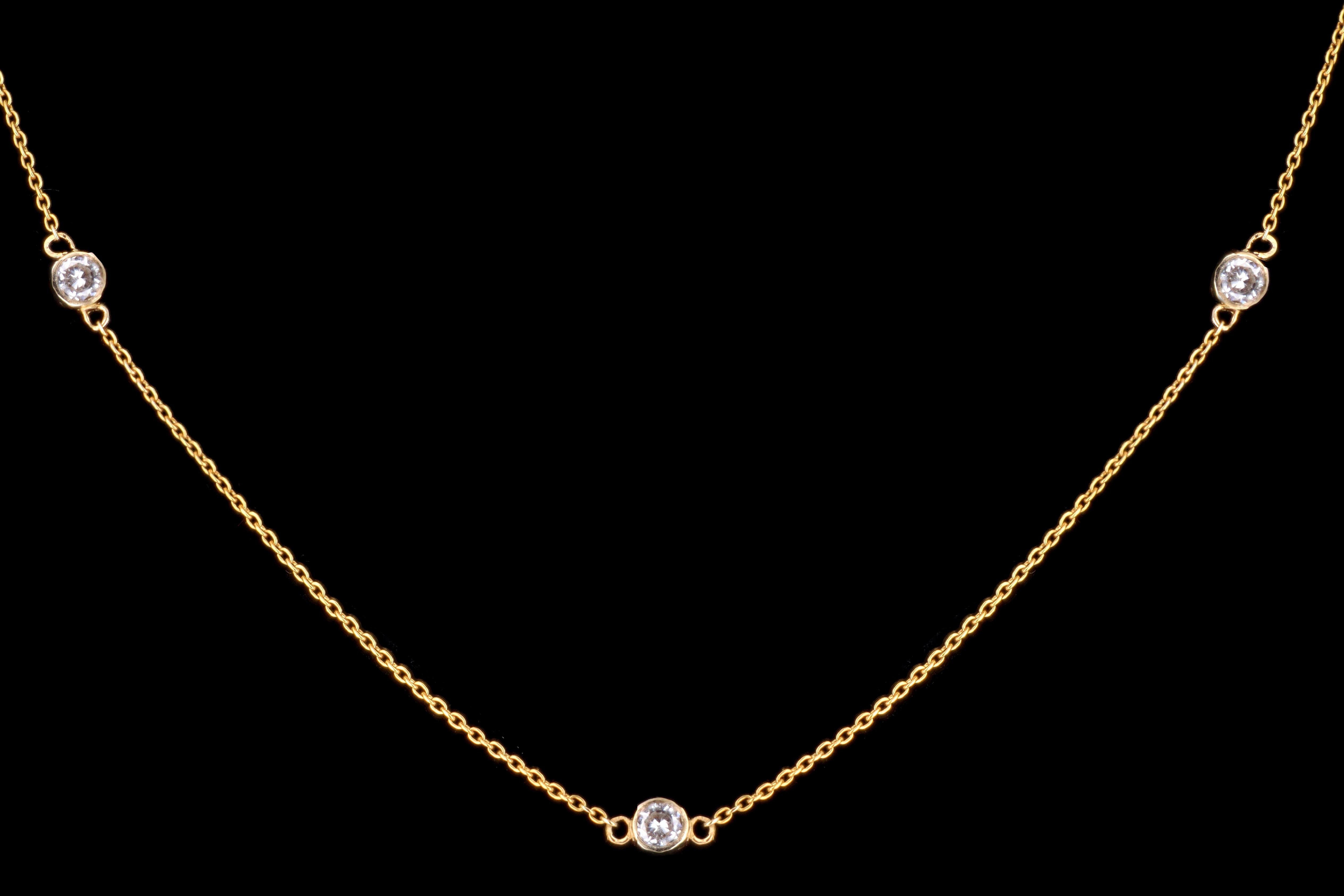 New 14K Gold 1 Carat Round Brilliant Diamond By The Yard Necklace - Queen May