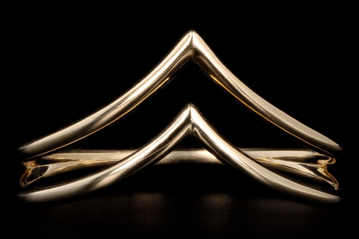 14K Yellow Gold Double V Ring - Queen May