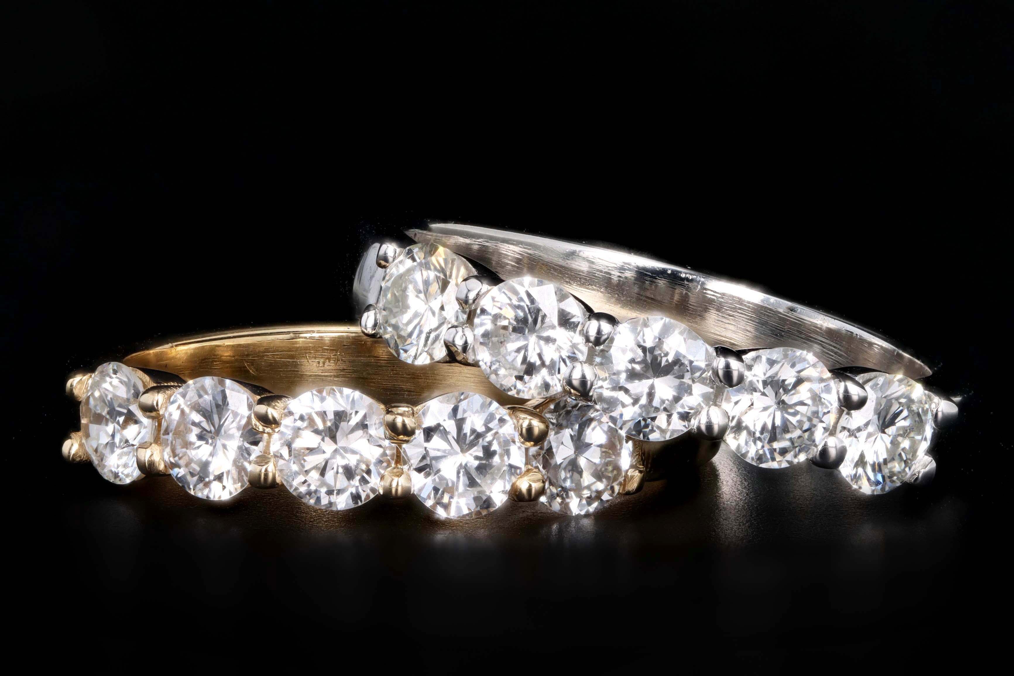 New Platinum or 14K Yellow Gold 1 Carat Total Weight Diamond Five Stone Band - Queen May